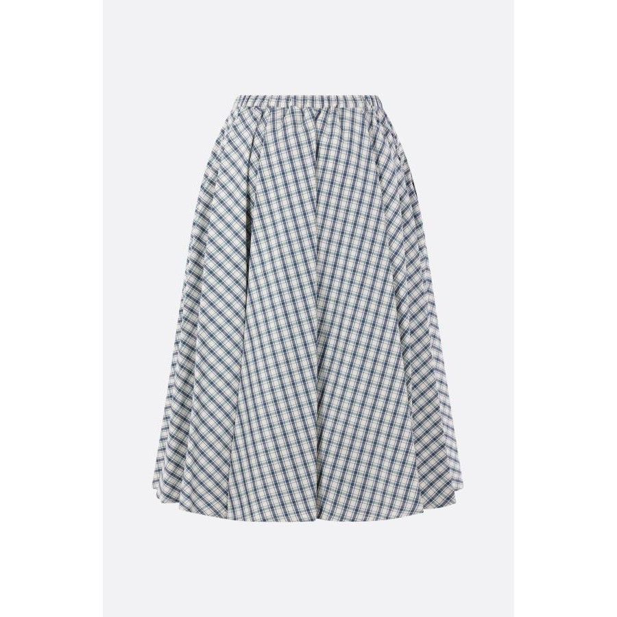 Prada PRADA Blue Check Chambray Circle Skirt New & Authentic (Wome Size 27" / US 4 / IT 40 - 2 Thumbnail