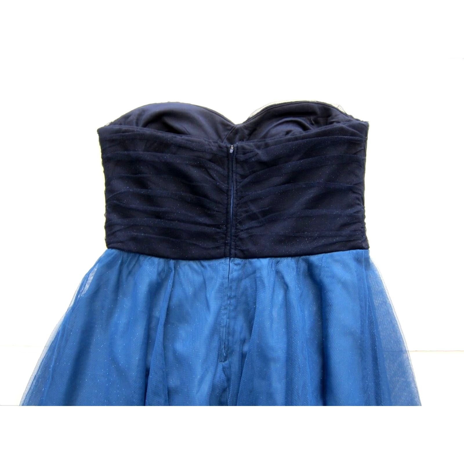 Vintage VINTAGE Teeze Me Blue Sparkly Ruched Strapless Sweetheart Party Prom Dress 11 Size L / US 10 / IT 46 - 7 Thumbnail