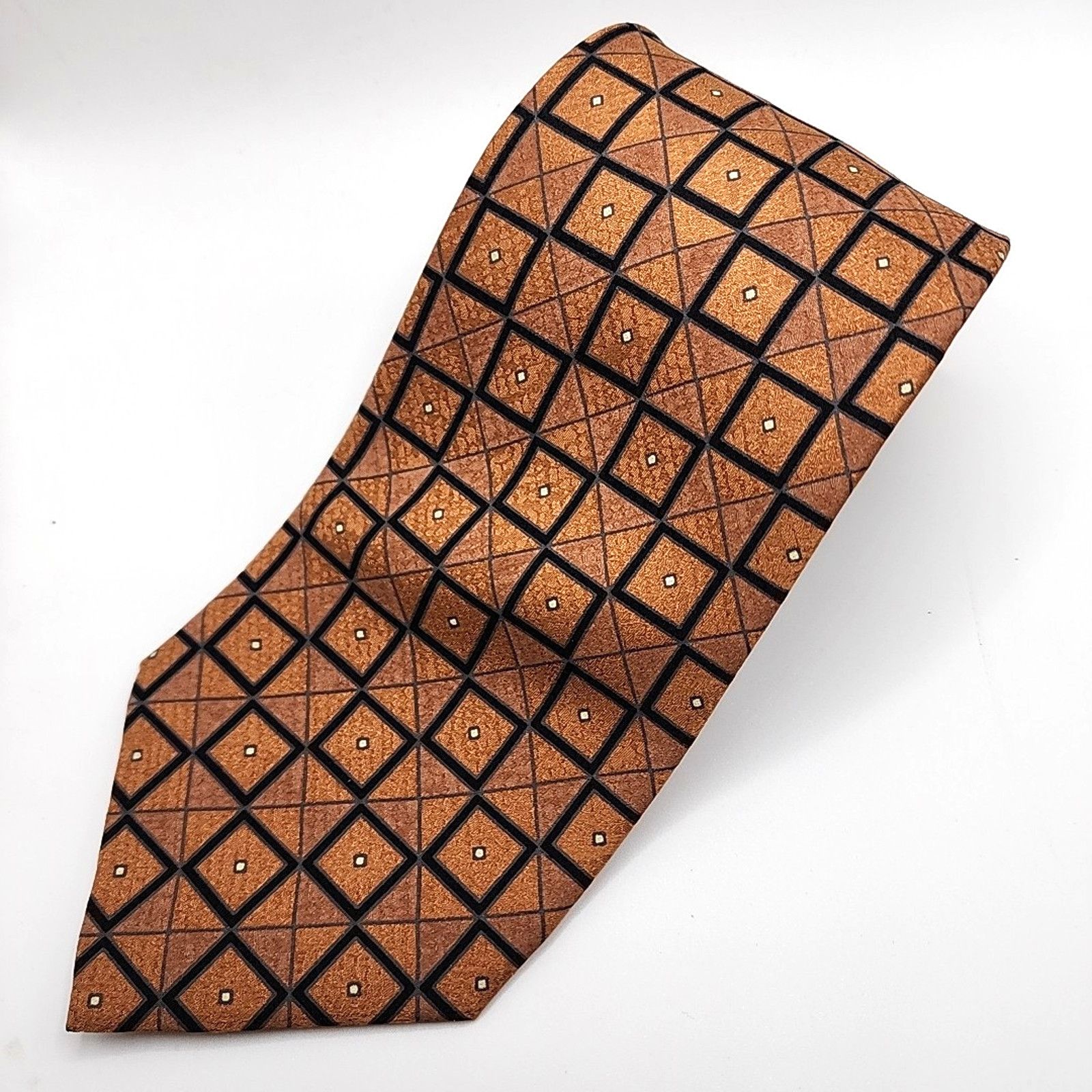 Other Carlos Devenezia Gold Geometric Silk Necktie - Like New Size ONE SIZE - 3 Thumbnail
