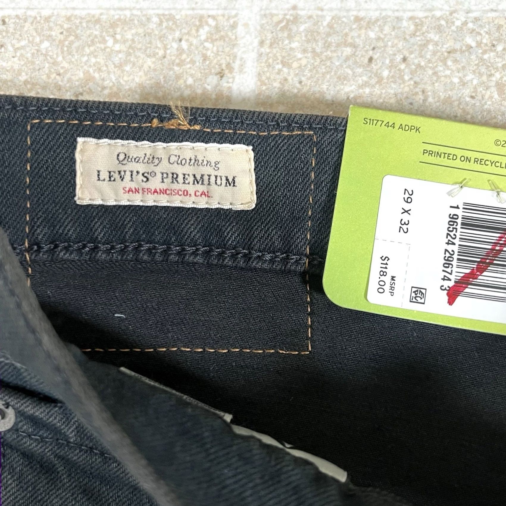 Levi's VINTAGE? Levi's 512 Slim Taper Jeans Black 29x32 Stretch Men New Distressed STRETCH Slim Fit Regular Size 29 32? Size US 29 - 3 Thumbnail