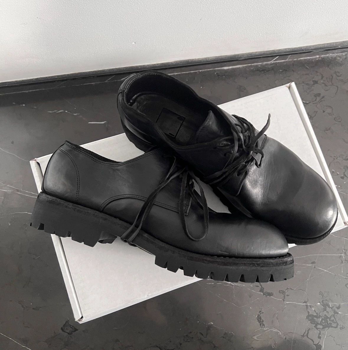 GUIDI 792V Black Polished Horsehide Derby 40-44