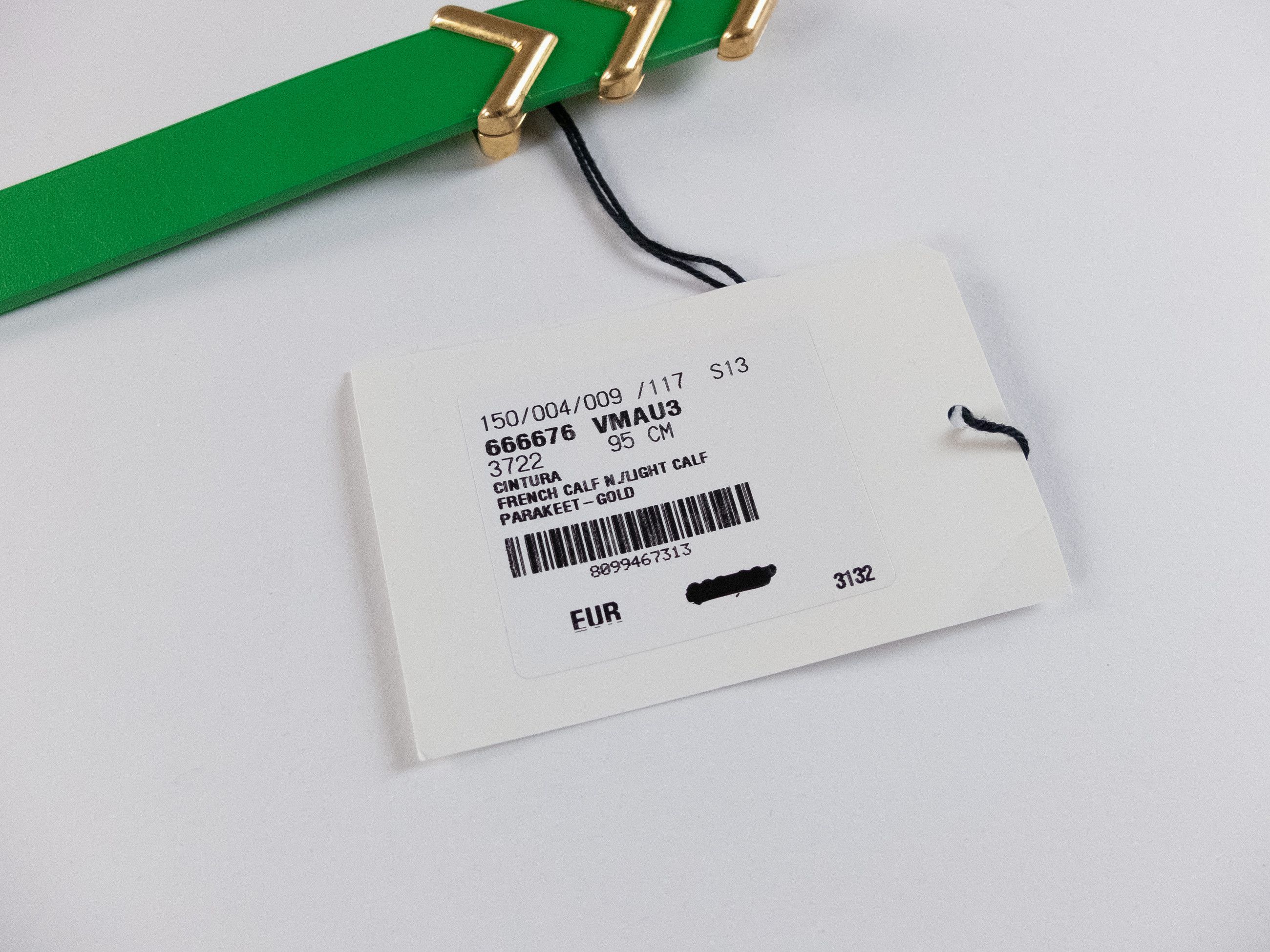 Bottega Veneta BOTTEGA VENETA green & gold chevron leather belt 95 Size 38 - 3 Thumbnail