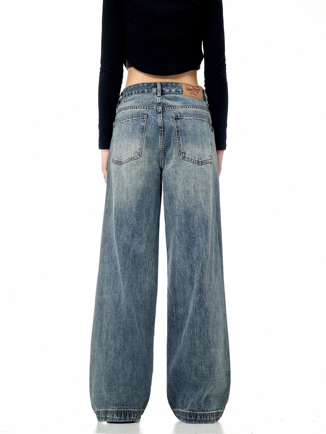 Jean Retro men's loose simple cleanfit casual blue straight jeans Size US 32 / EU 48 - 4 Thumbnail