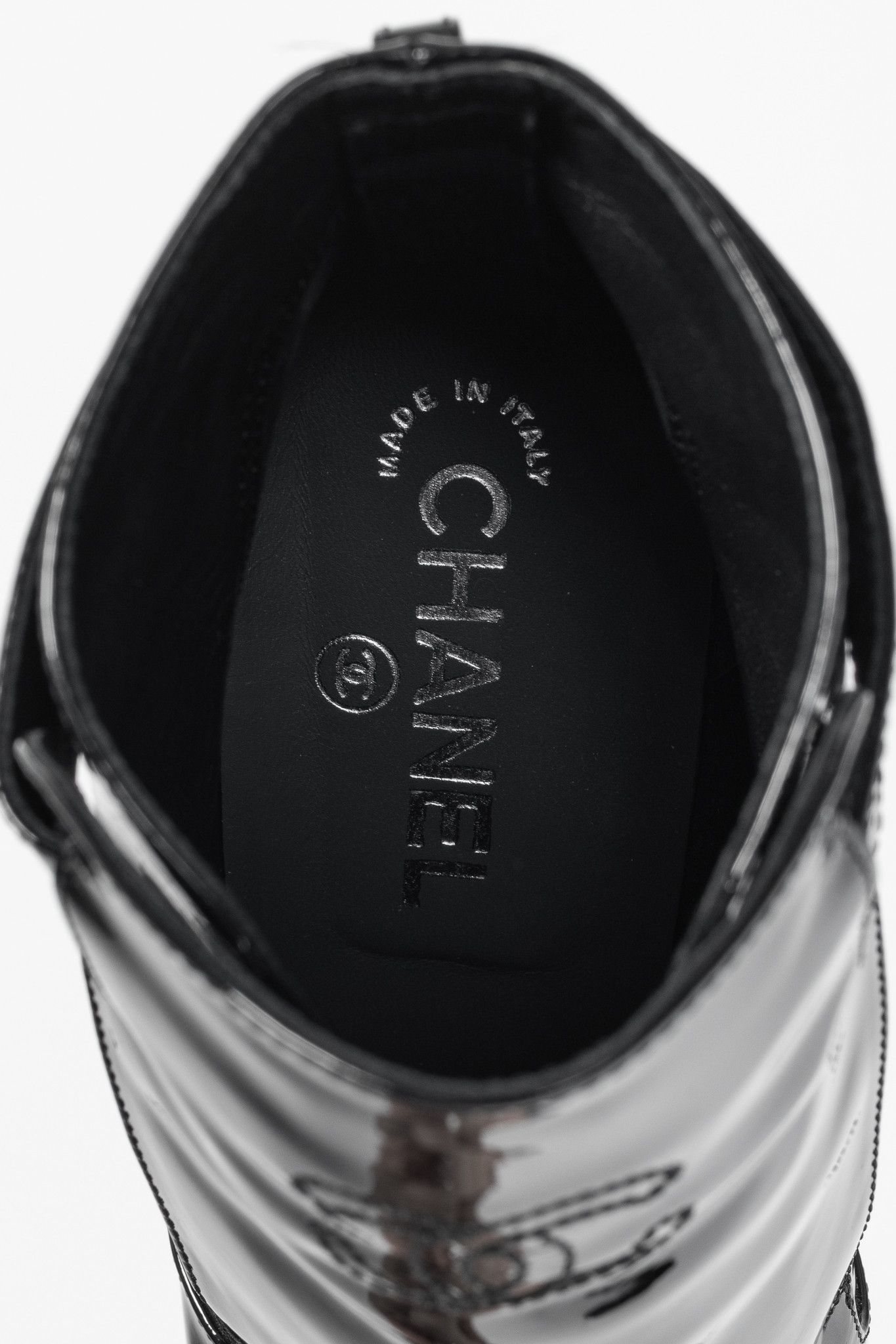 Chanel Chanel Black Patent Leather Cap-Toe Platform Booties Size US 9.5 / IT 39.5 - 10 Thumbnail