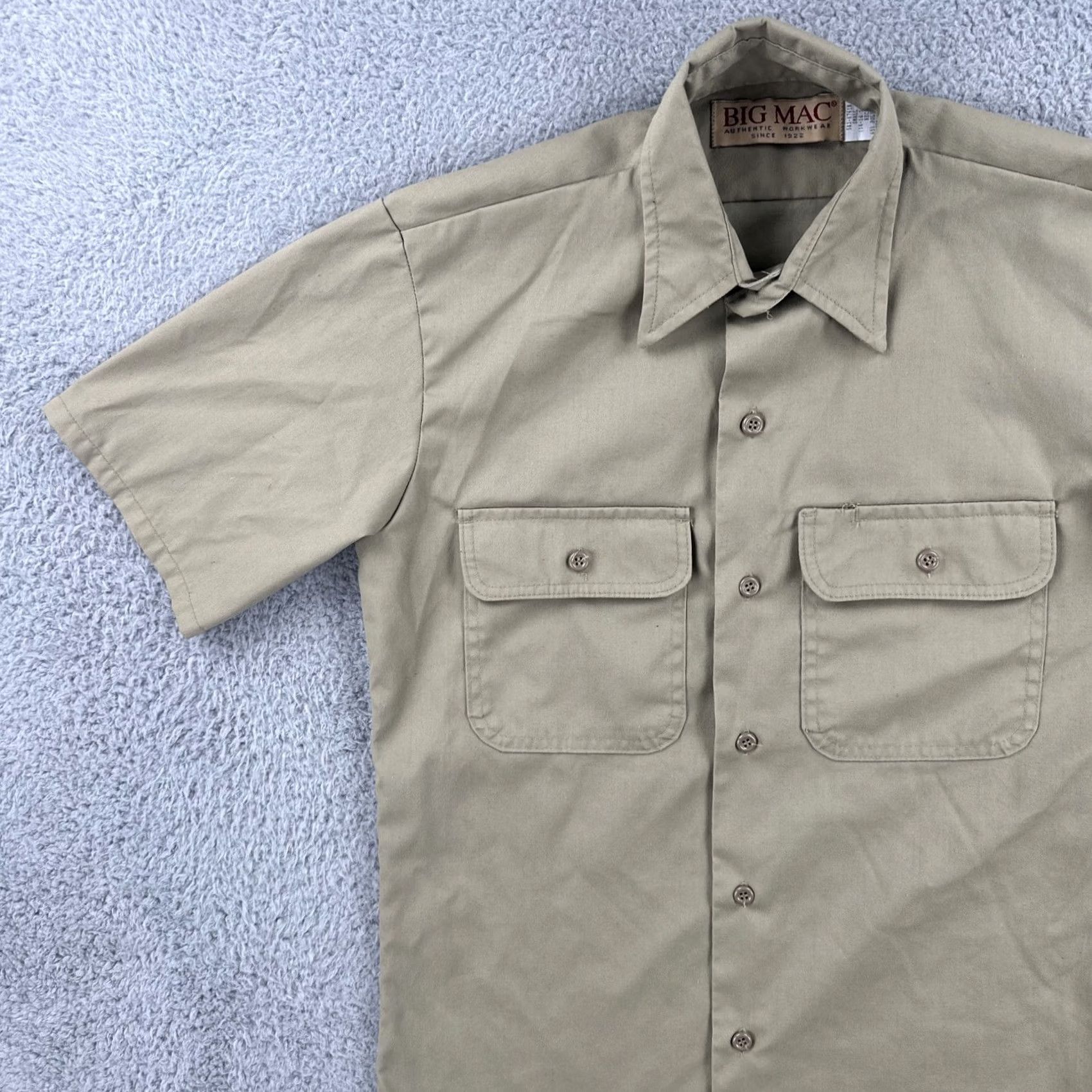 Vintage VINTAGE Big Mac Shirt Button Down Short Sleeve Beige Small Made In USA Work Wear 1970s Size US S / EU 44-46 / 1 - 6 Thumbnail