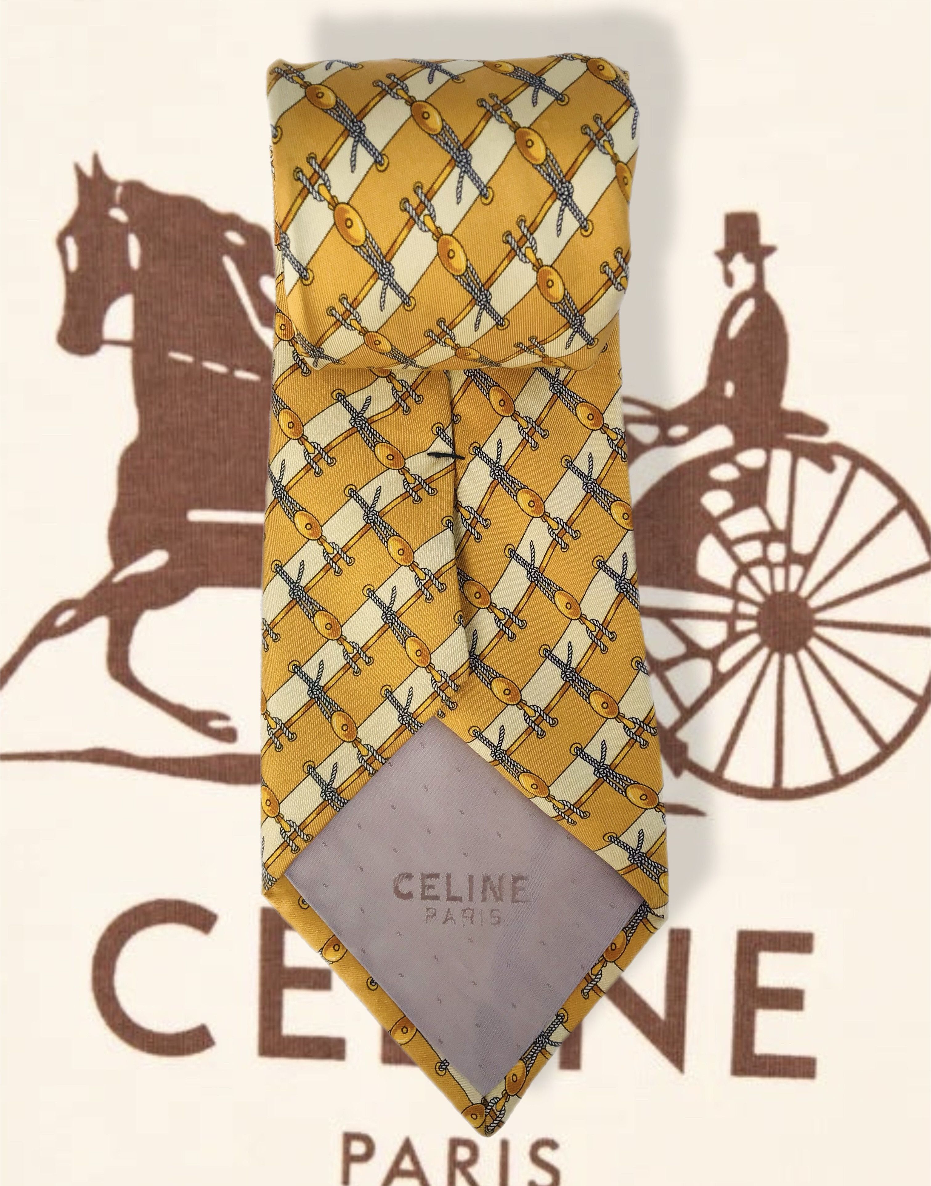 Celine Celine Paris Men's Silk Tie Yellow Monogram Luxury NECKTIE Size ONE SIZE - 1 Thumbnail