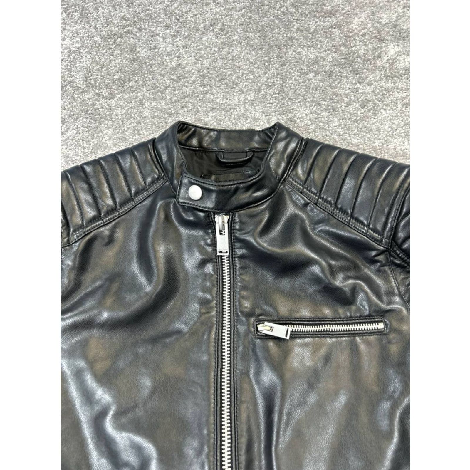 Zara Zara Jacket Womens Small Black Faux Leather Full Zip Size S / US 4 / IT 40 - 2 Thumbnail