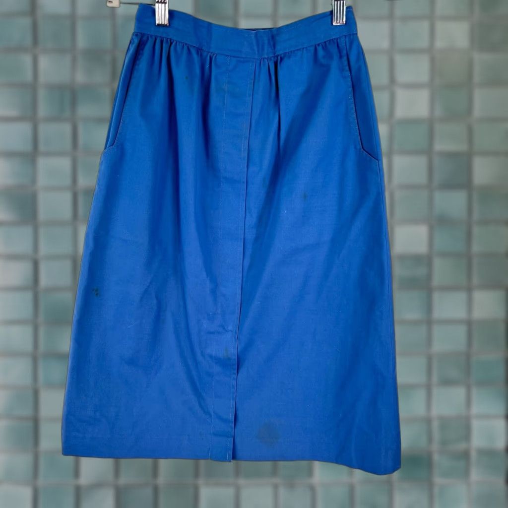 Vintage VINTAGE ILGWU Union Made Skirt Midi Women Size S Blue Pockets 80s A-Line United States Size 28" / US 6 / IT 42 - 1 Thumbnail