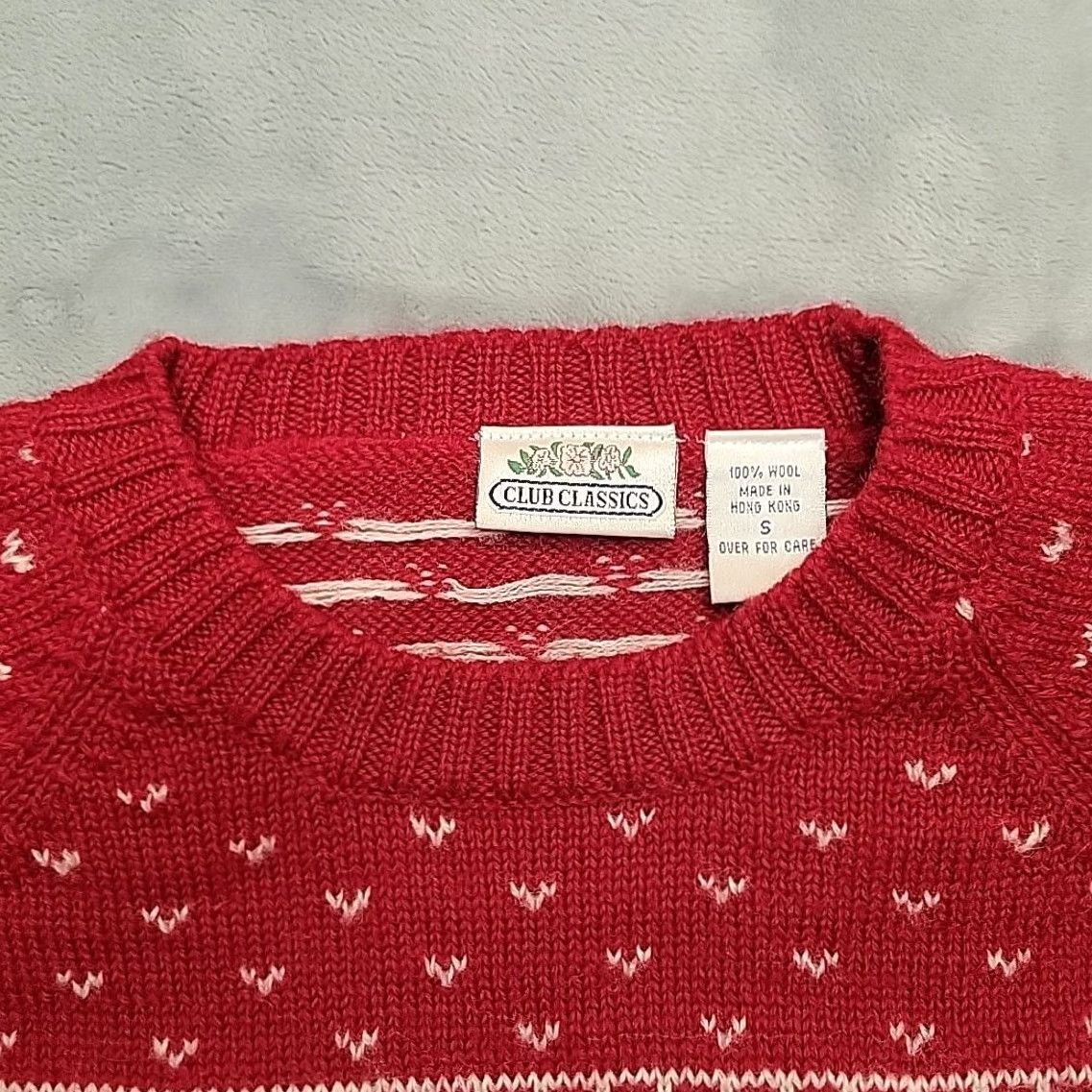 Vintage VINTAGE Club Classics Sweater Mens S Red 100% Wool Fair Isle Birds Eye Retro Crew Neck Knit Wool Mens Size US S / EU 44-46 / 1 - 4 Thumbnail