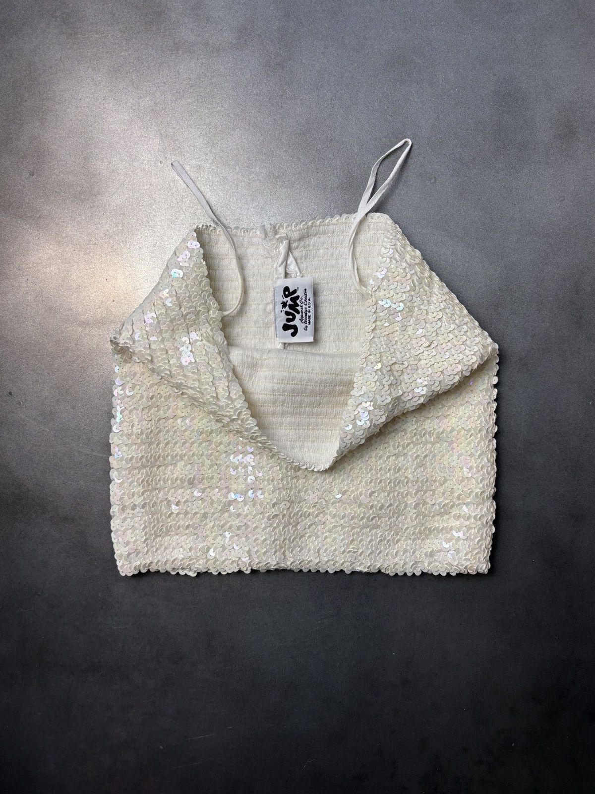 Vintage 1970s Sequin Tube Top Vintage Jump Apparel Bustier Crop Top Size S / US 4 / IT 40 - 1 Thumbnail