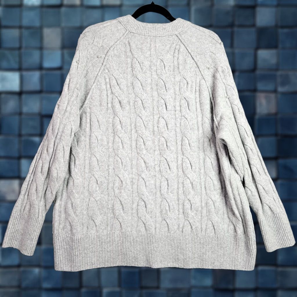 Vintage AERIE Cable Pearl Crew Neck Long Sleeve Sweater M NEW Ivory Women's Knit Cardigan Slim Relaxed Fit Size M / US 6-8 / IT 42-44 - 1 Thumbnail
