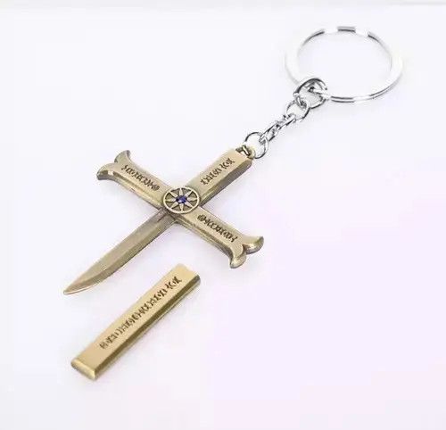 Other Bronze Colour Dracule Mihawk Cross Pendant Keychain Size ONE SIZE - 4 Thumbnail