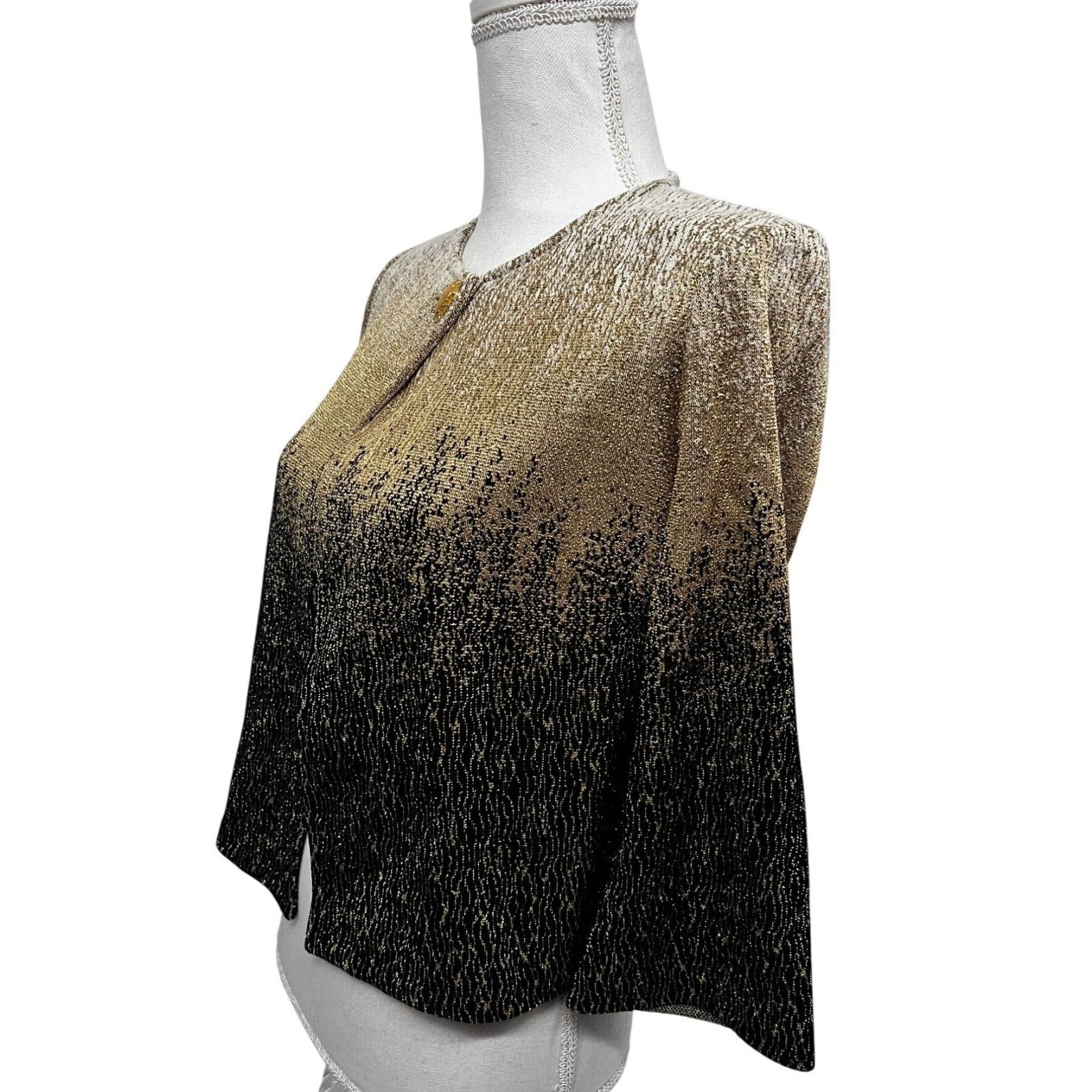 St. John St. John Vintage Metallic Float Knit Button Up Crop Jacket 4 Size S / US 4 / IT 40 - 3 Thumbnail