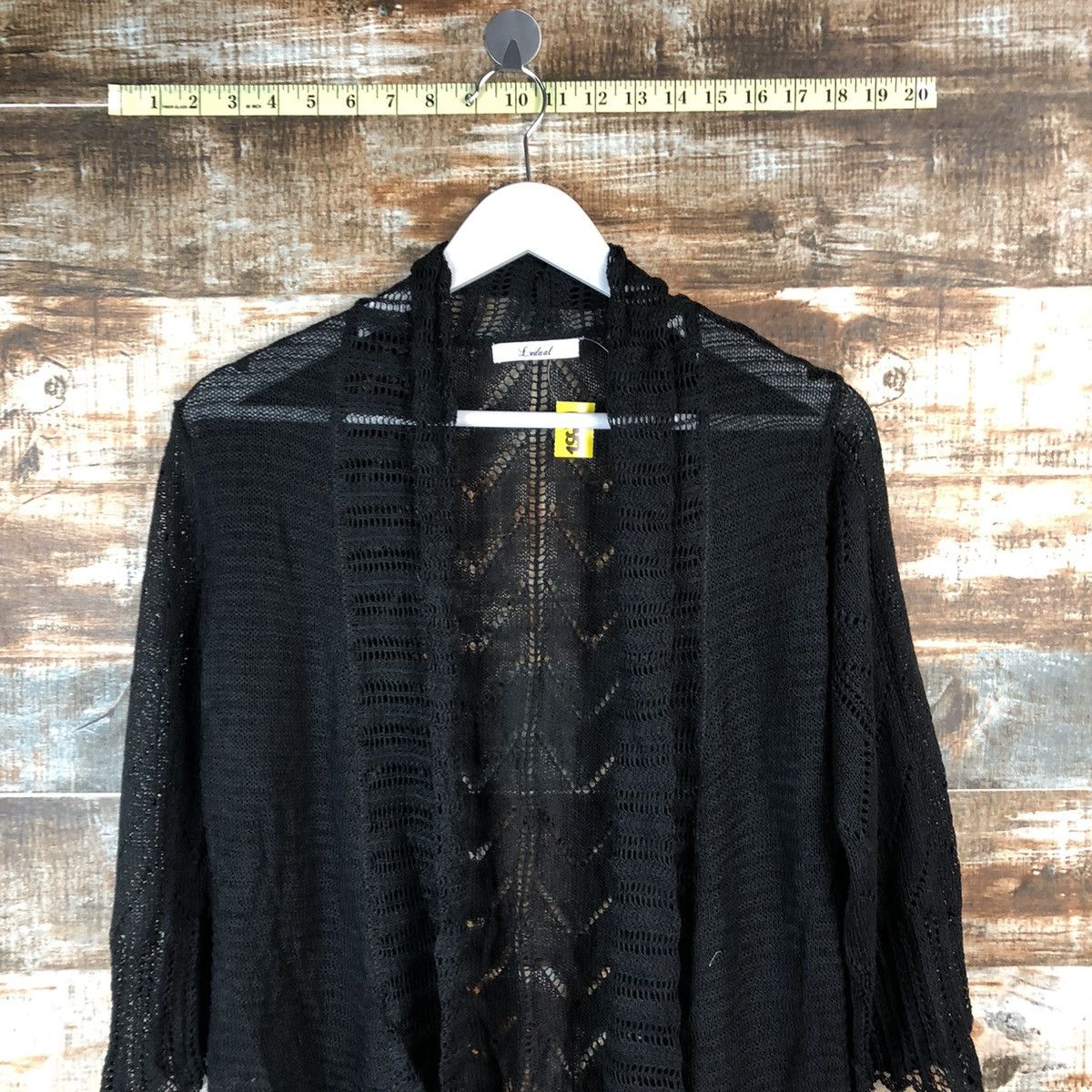 Homespun Knitwear × Japanese Brand Ledual Black crochet meshnet Cardigan Knitwear #A1352 Size M / US 6-8 / IT 42-44 - 5 Thumbnail