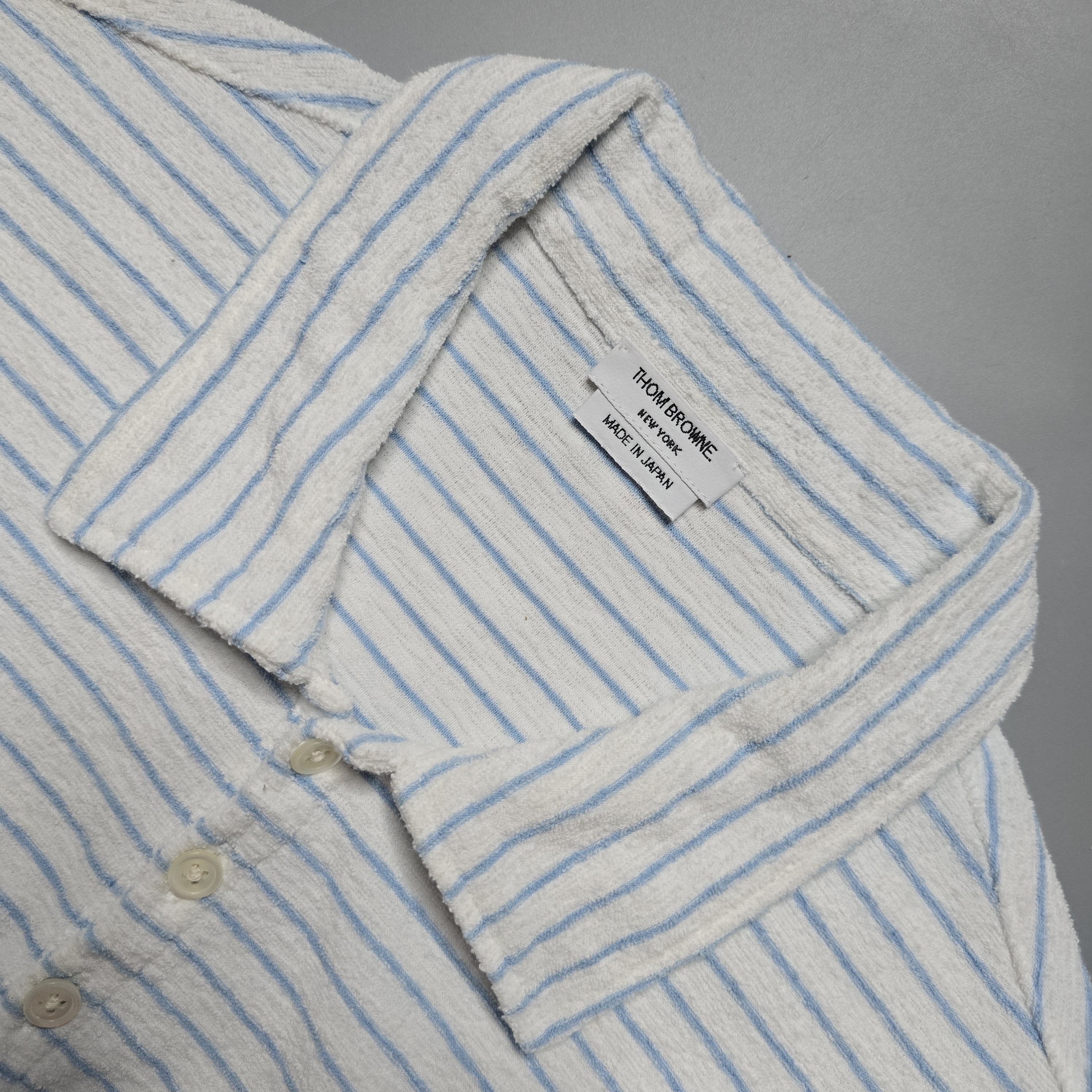 Thom Browne Thom Browne - Textured Stripe Relaxed Fit Polo Size US M / EU 48-50 / 2 - 4 Thumbnail