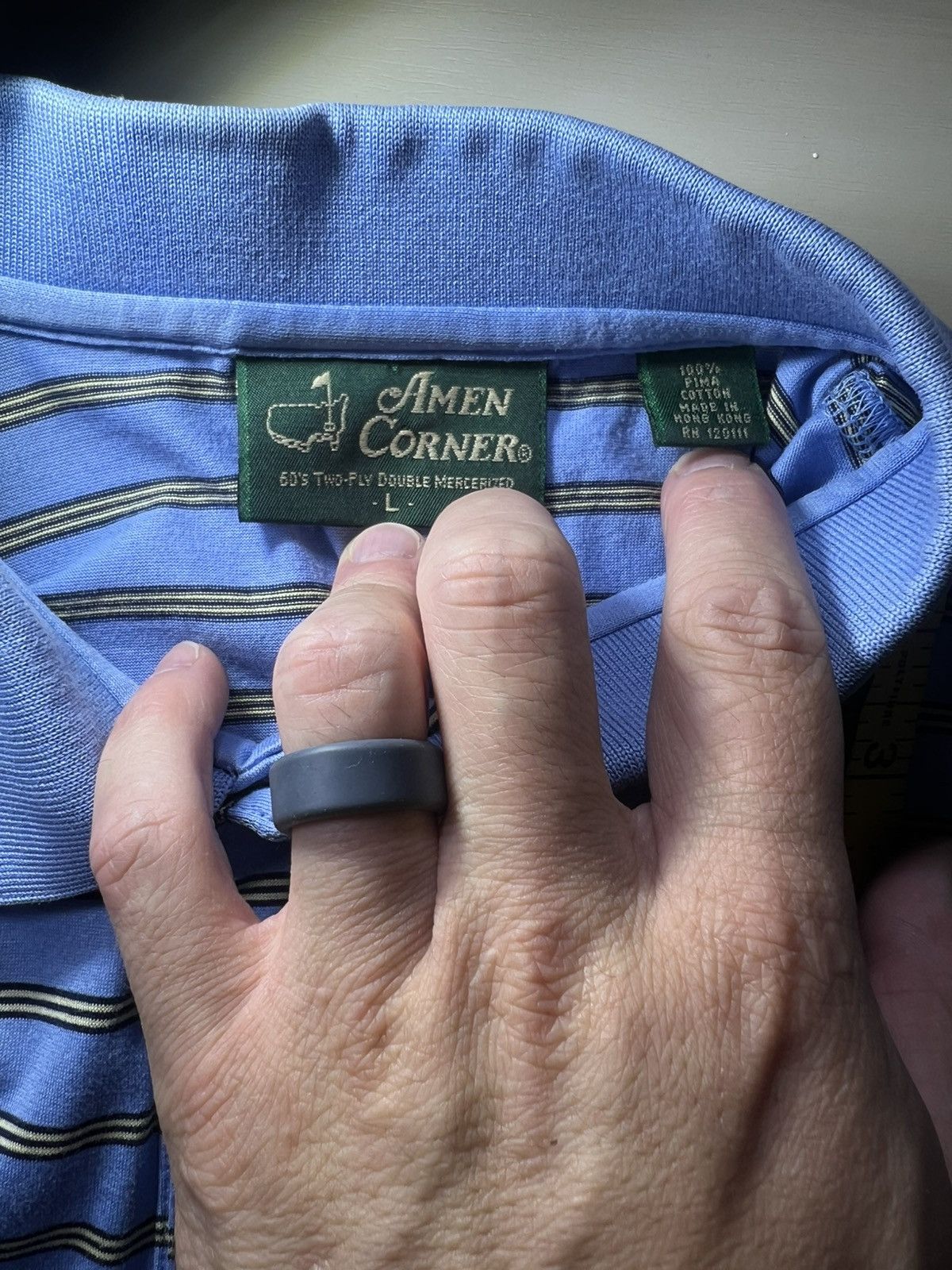 The Masters Amen Corner Masters Polo Golf Blue Striped Augusta National Size US L / EU 52-54 / 3 - 7 Thumbnail