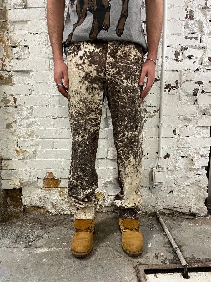 Roberto Cavalli FW1999 Roberto Cavalli Fur Movement Cow Print Beige Pants Size US 32 / EU 48 - 2 Thumbnail