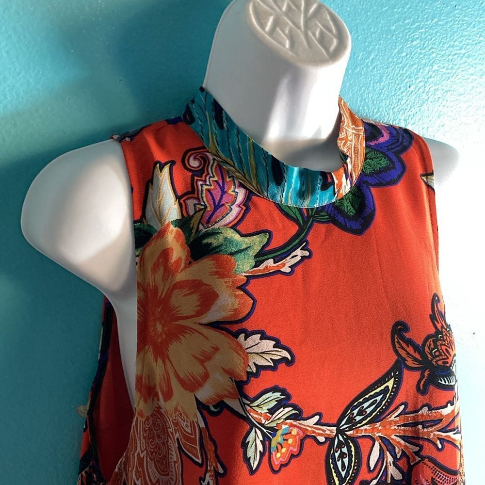 Anthropologie Maeve Size M Orange Chiffon Floral A-Line Dress Vintage Styl Size M / US 6-8 / IT 42-44 - 3 Thumbnail