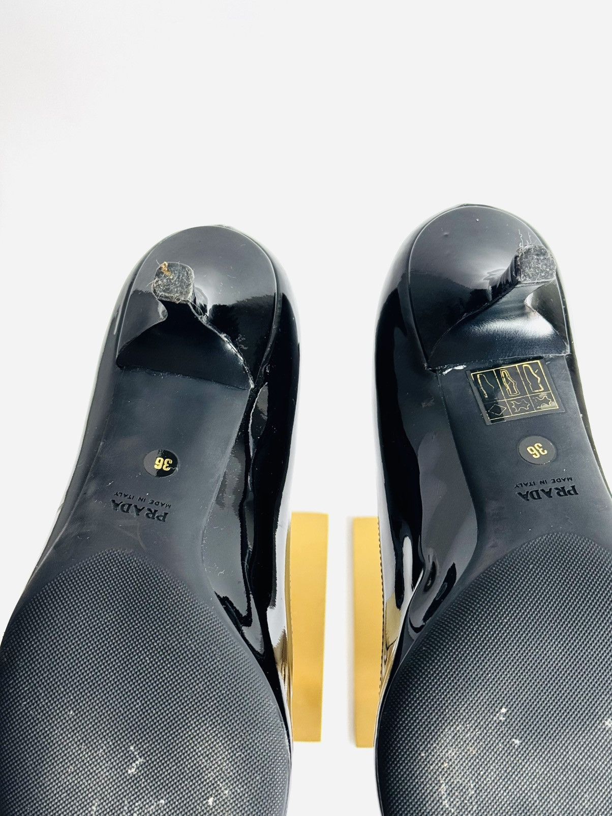 Prada black patent leather kitten heel grosgrain bow pumps