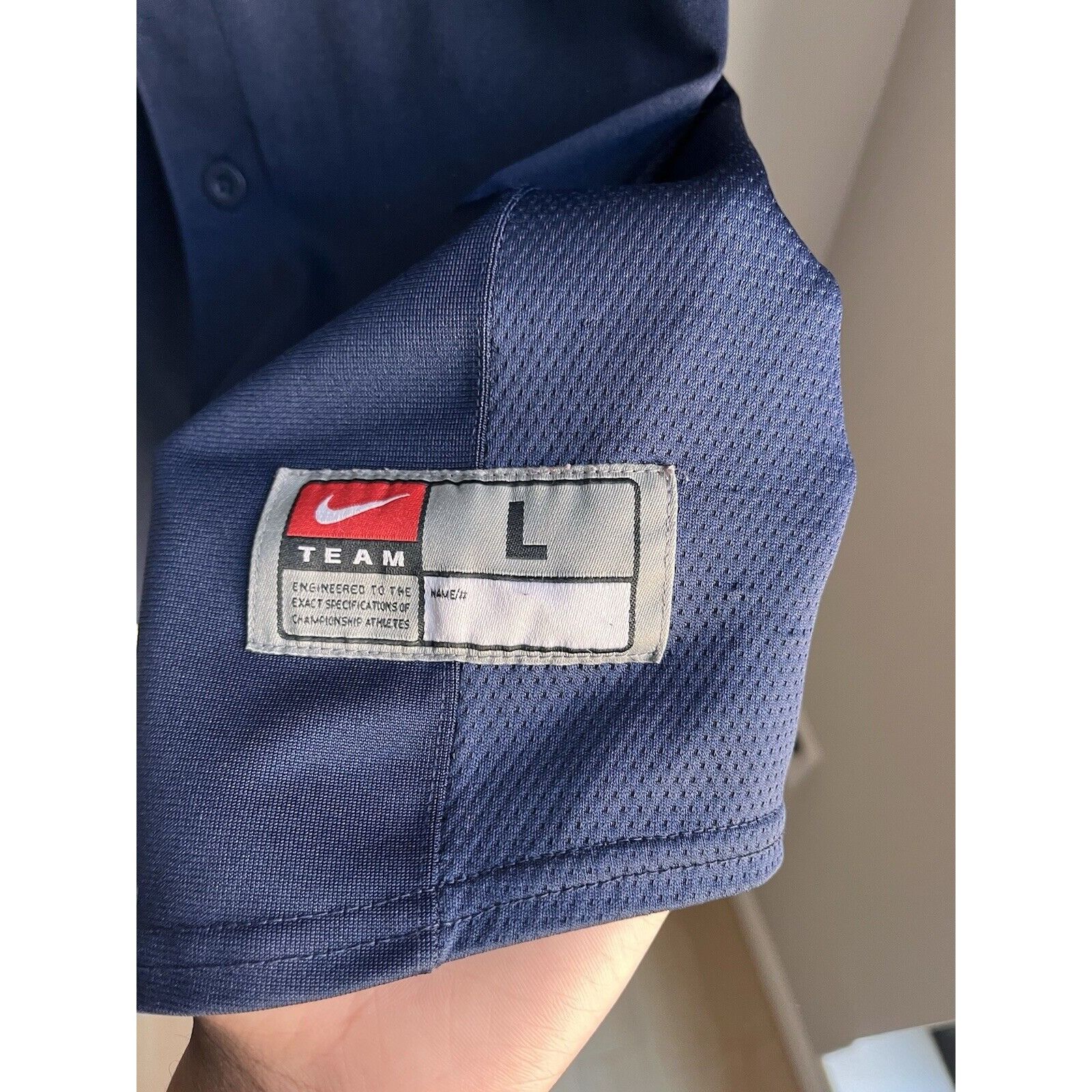Nike VINTAGE NIKE AIR TEAM LOGO BLUE BASEBALL JERSEY MENS LARGE Size US L / EU 52-54 / 3 - 4 Thumbnail
