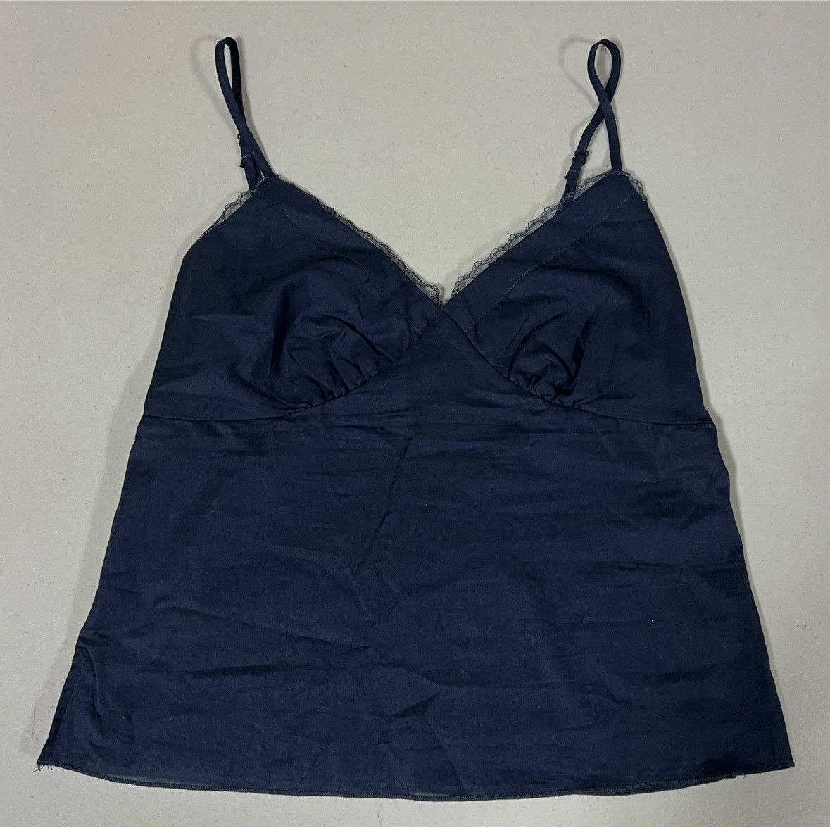 Vintage Navy Blue Solid Lace Trim Tank Top Shirt Blouse Size S 💙 Size S / US 4 / IT 40 - 2 Thumbnail