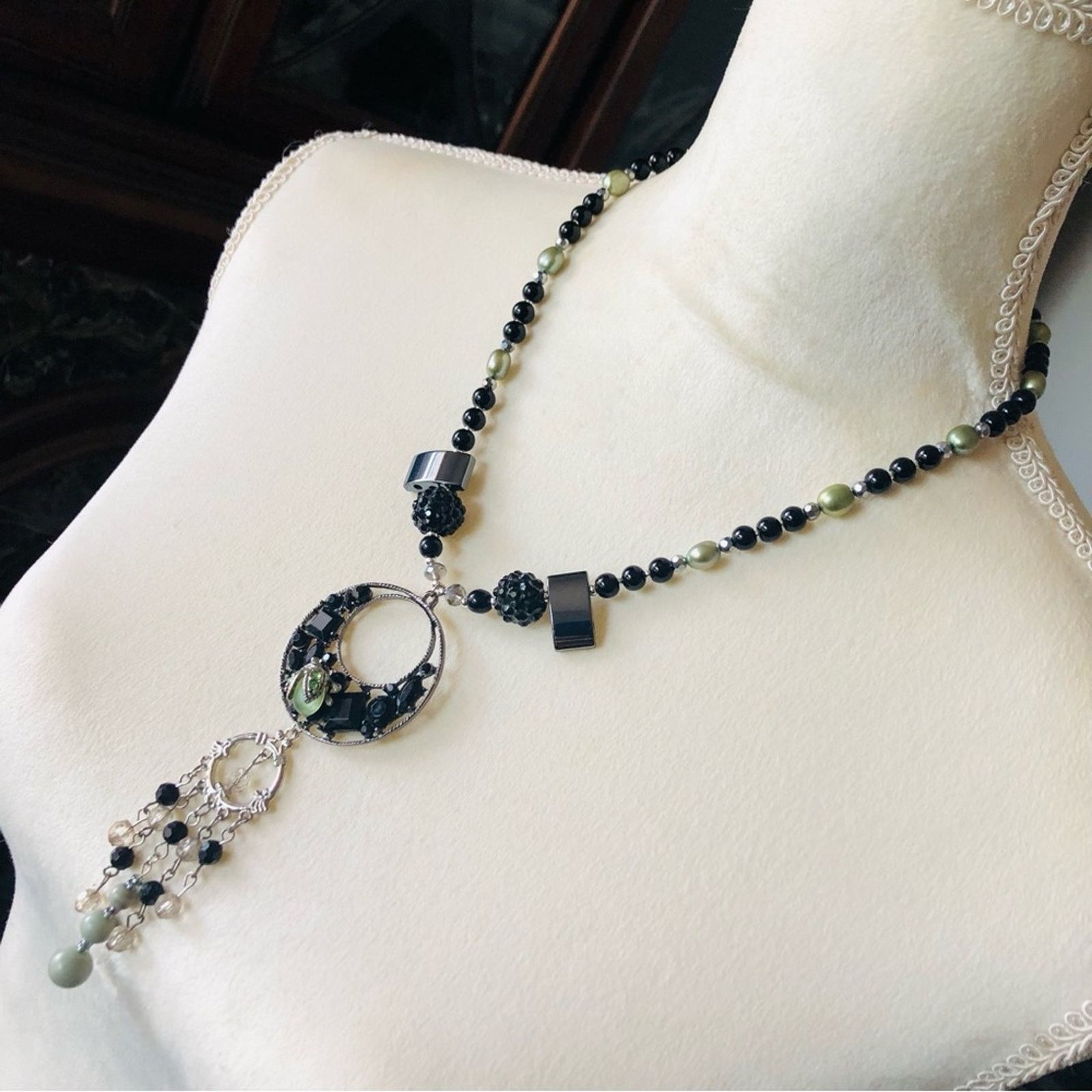 Handmade Handcrafted repurpose sage freshwater Pearl necklace Size ONE SIZE - 4 Thumbnail