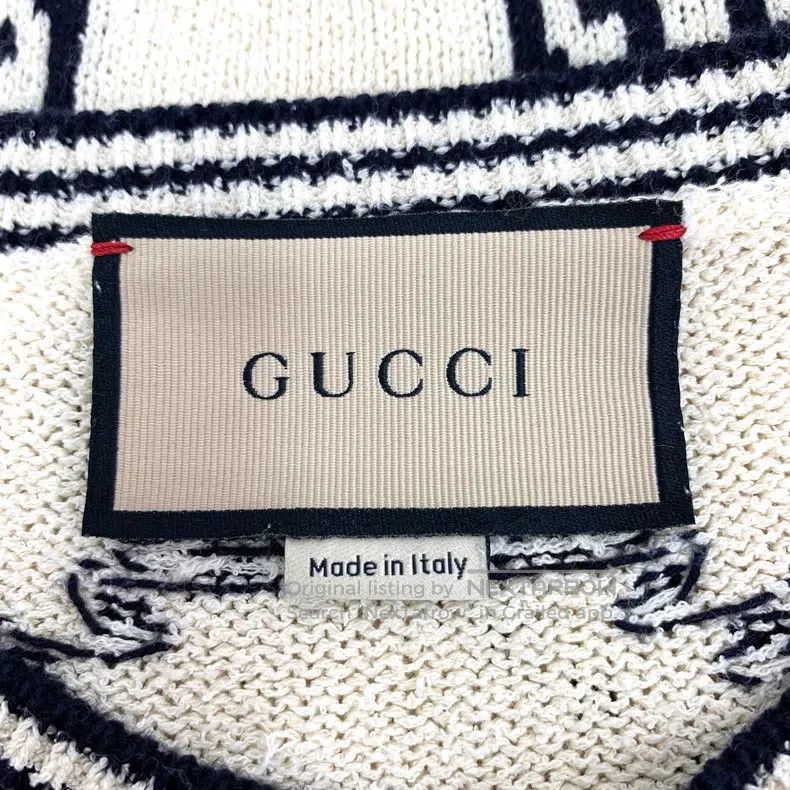 Gucci Gucci Beige logo jacquard full print cotton round neck lon Size S / US 4 / IT 40 - 5 Thumbnail