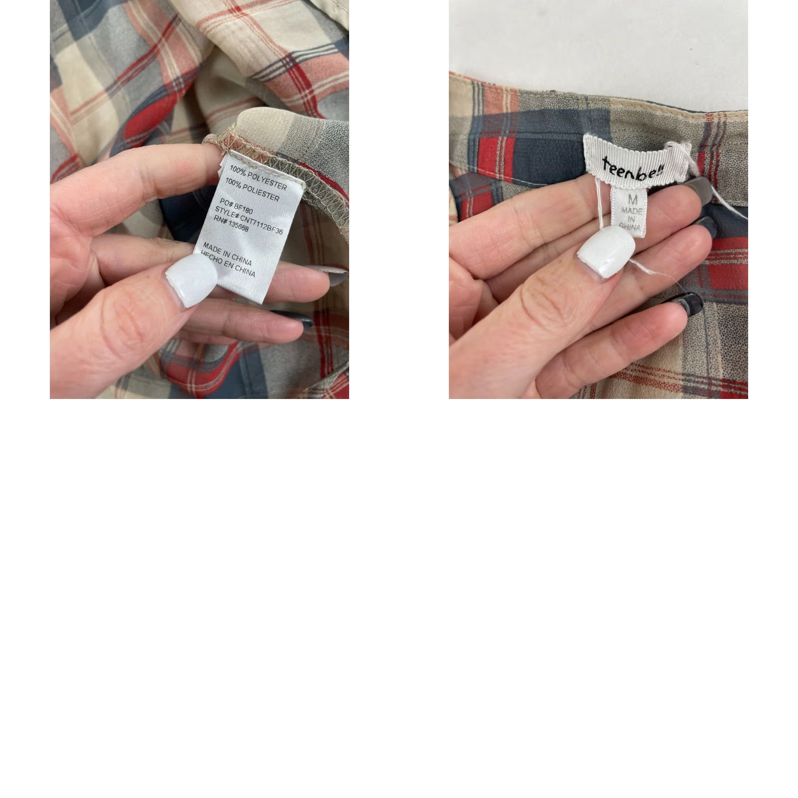 Vintage TeenBell Shirt Women's Medium T-Shirt Plaid 3/4 Sleeve Red Tan Blue Semi Sheer Casual Fall Modern Womens Size M / US 6-8 / IT 42-44 - 8 Thumbnail