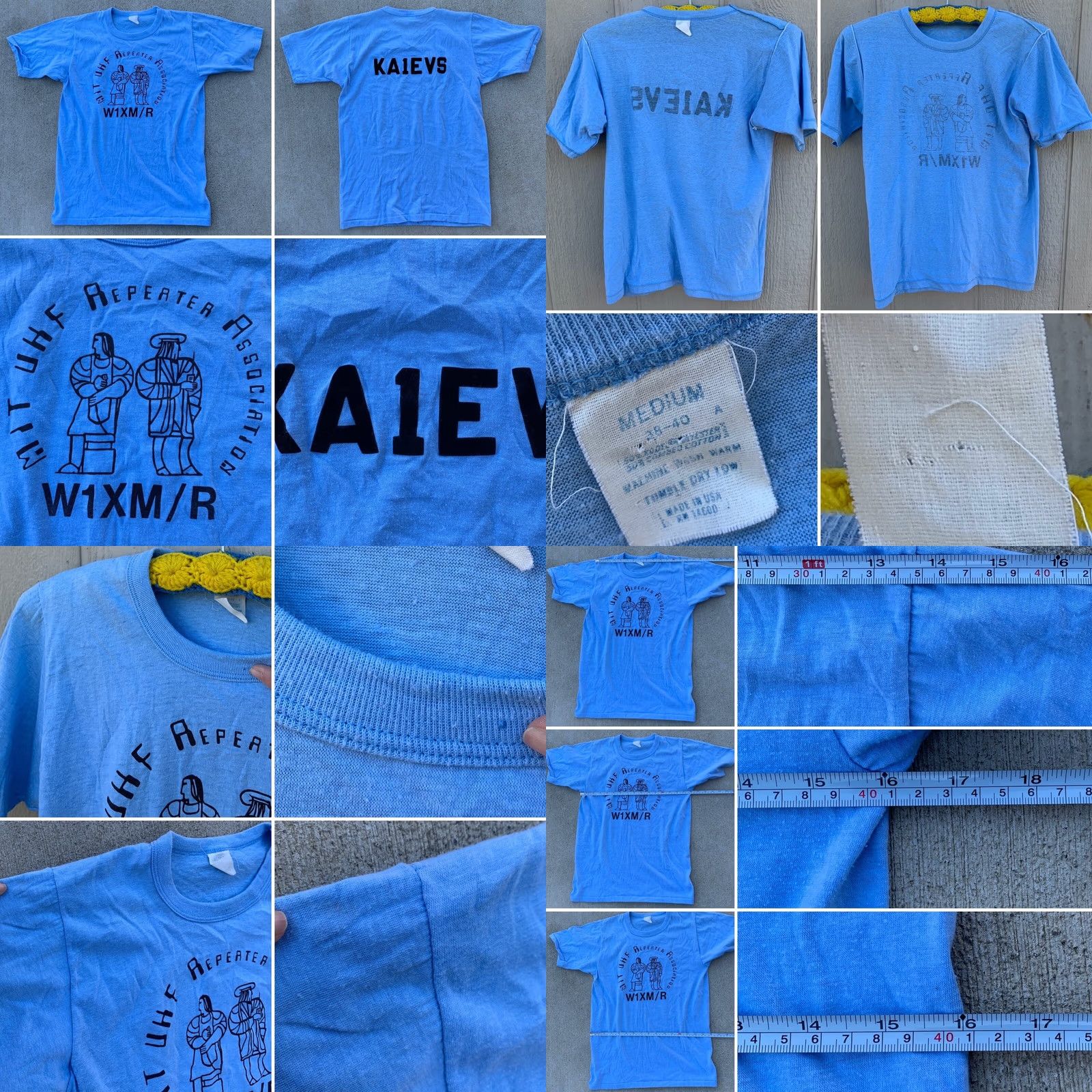 Vintage VINTAGE MIT UHF Repeater Association W1XM R T Shirt KA1EVS Size M Medium Blue Graphic Tee Mens 1980s Size US M / EU 48-50 / 2 - 8 Thumbnail