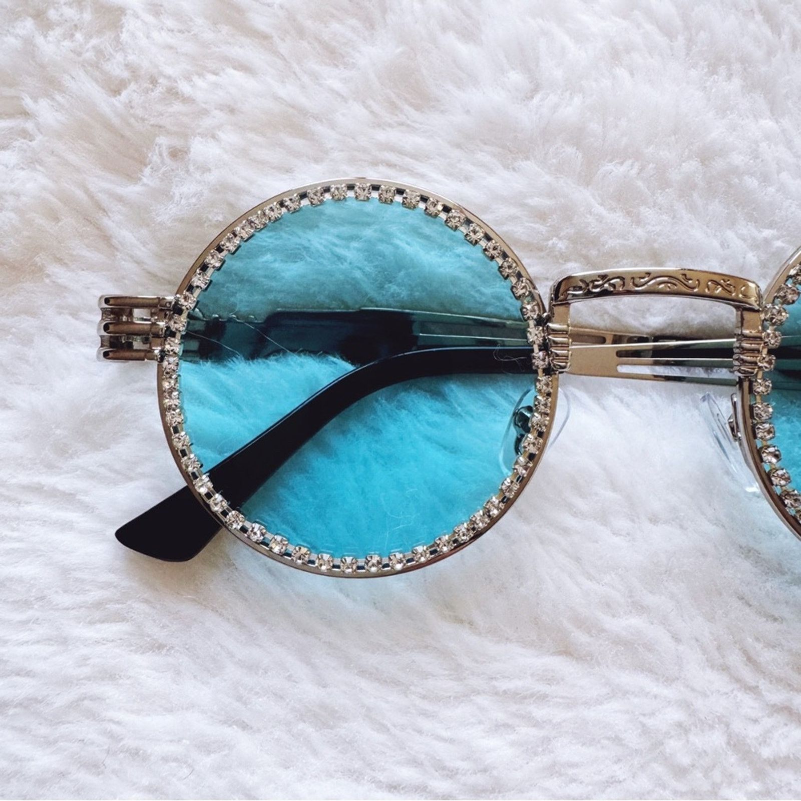 Other Kate Clear Blue Round Sunglasses Size ONE SIZE - 3 Thumbnail