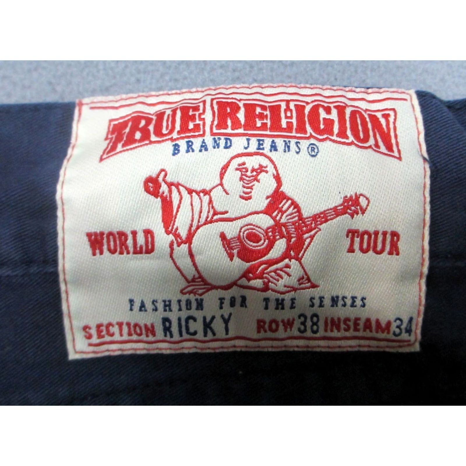 True Religion True Religion Jeans Mens 38x34 Blue Denim Ricky Straight Distressed Embroidered Jeans Size US 38 / EU 54 - 4 Thumbnail