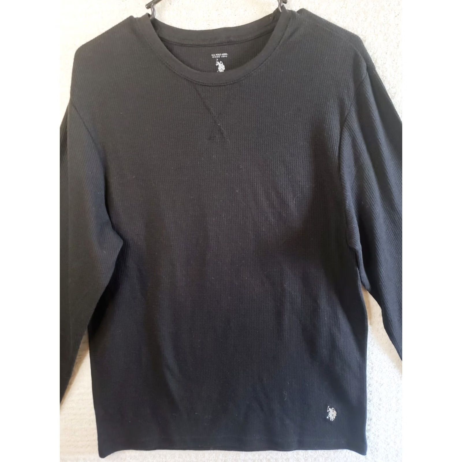 Vintage U.S. Polo Assn Shirt Men's L Black Long Sleeve Sleepwear Waffle Knit Tee Size US L / EU 52-54 / 3 - 2 Thumbnail