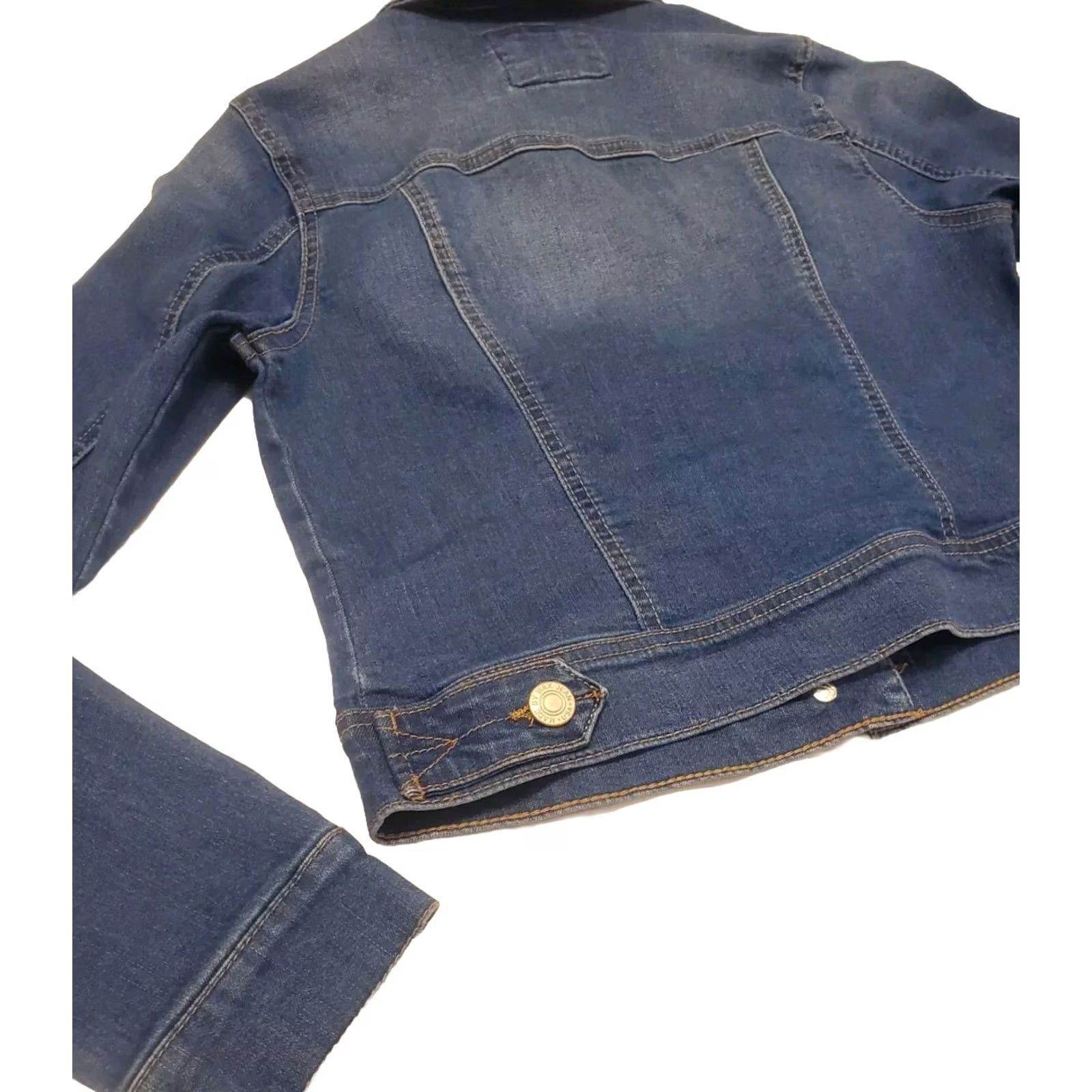 Denime VINTAGE Denim Trucker Style Jacket Junior Size Small WAX JEAN Distressed Blue Size 28" / US 6 / IT 42 - 4 Thumbnail
