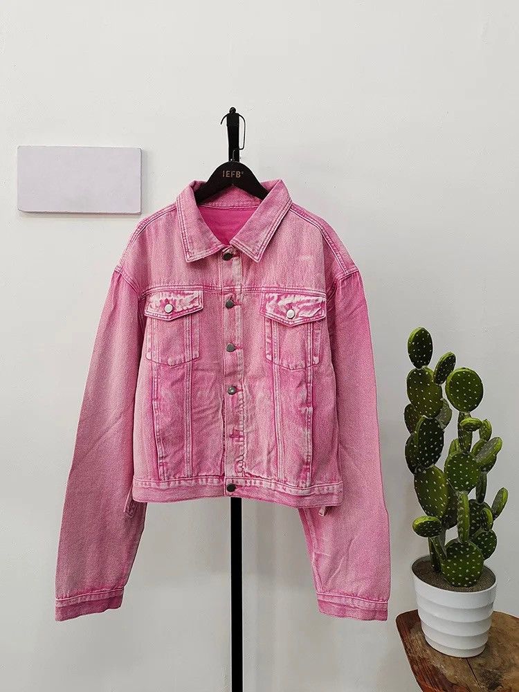 Japanese Brand × Vintage Casual Korean Pink Set Suit Solid Jeans + Jacket Coat Size 40R - 14 Thumbnail