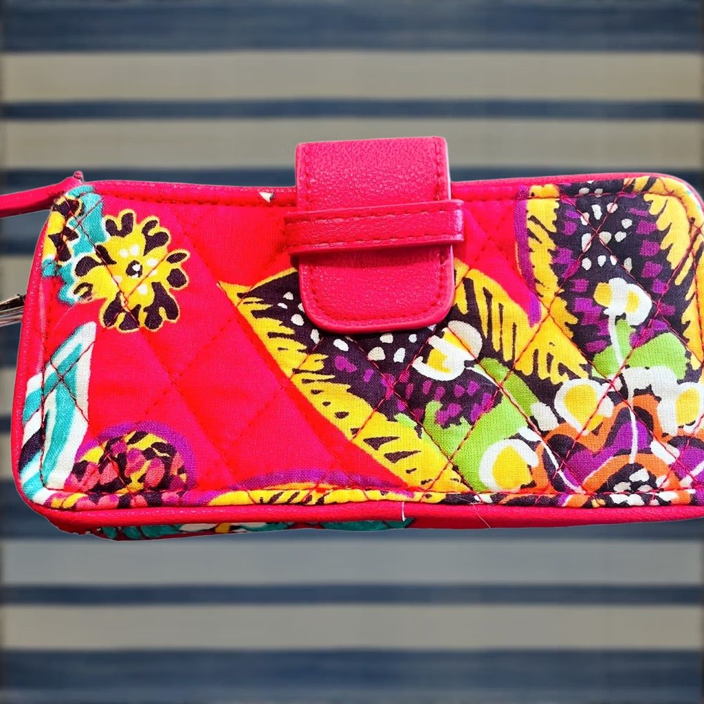 Vera Bradley Vera Bradley Wallet Wristlet In Rumba Pink Floral Womens Quilted Zip Size ONE SIZE - 1 Thumbnail