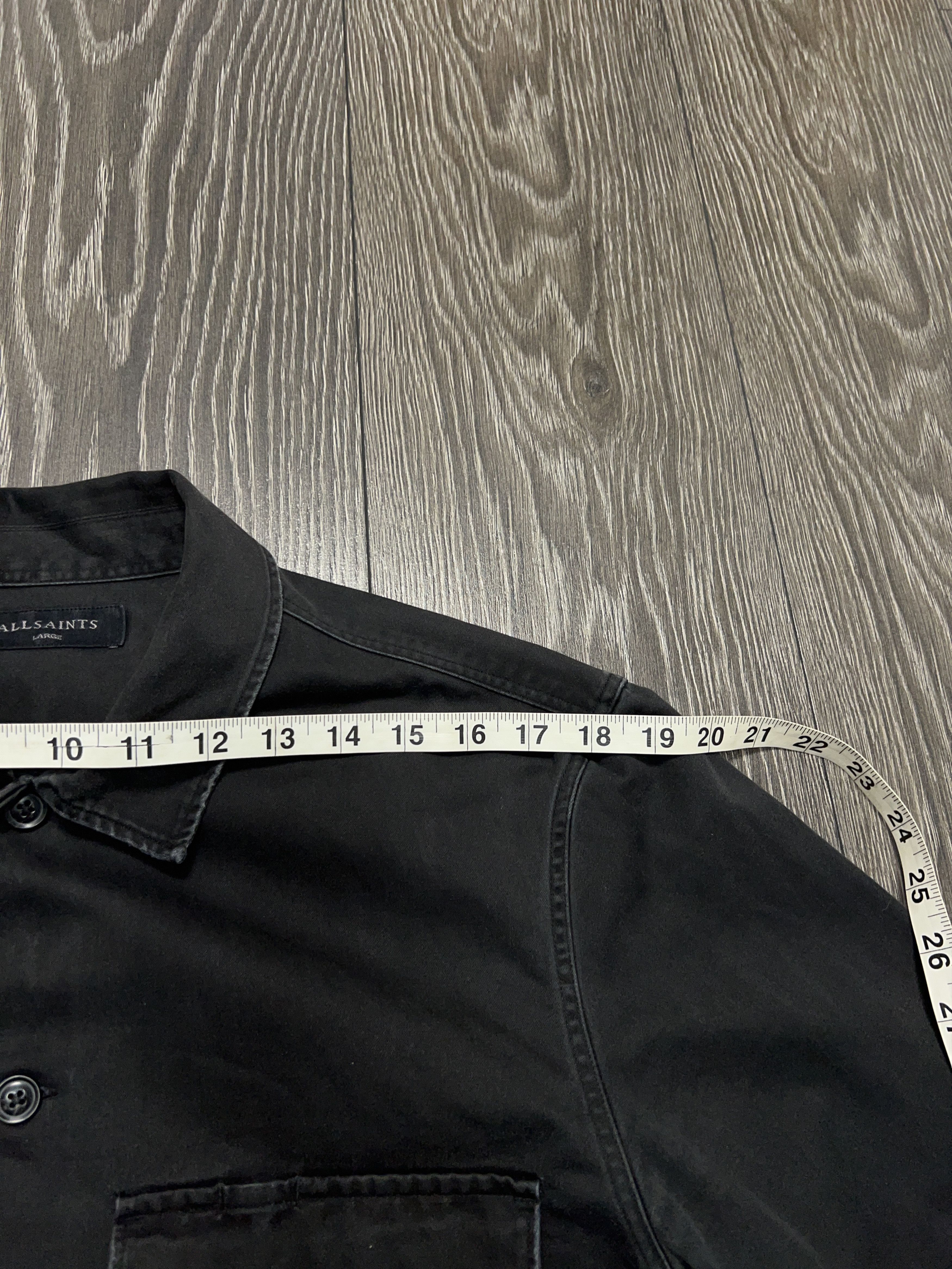 Allsaints Firebase Cotton Dark Gray Distressed Long Sleeve Shirt Size US L / EU 52-54 / 3 - 6 Thumbnail