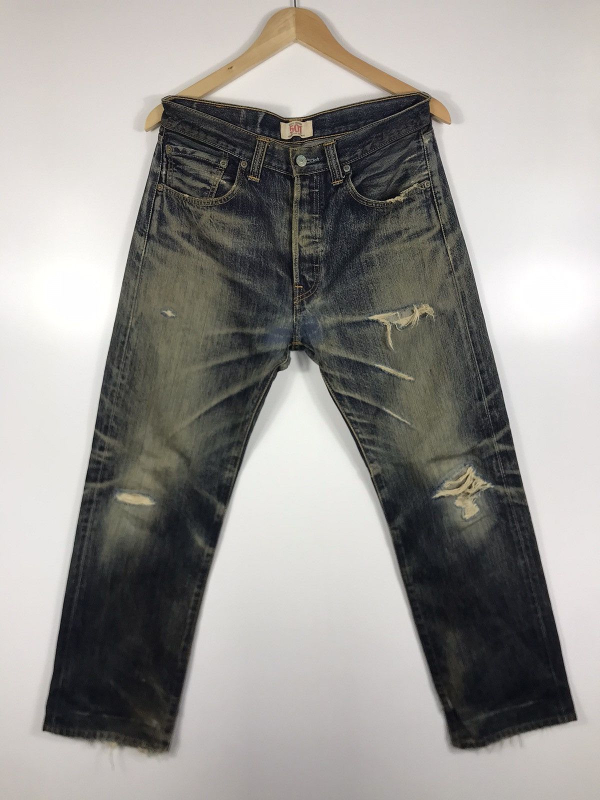 Levi's ⚡️Vintage Y2K Levi’s 501 Distressed Style Denim Size US 32 / EU 48 - 1 Thumbnail