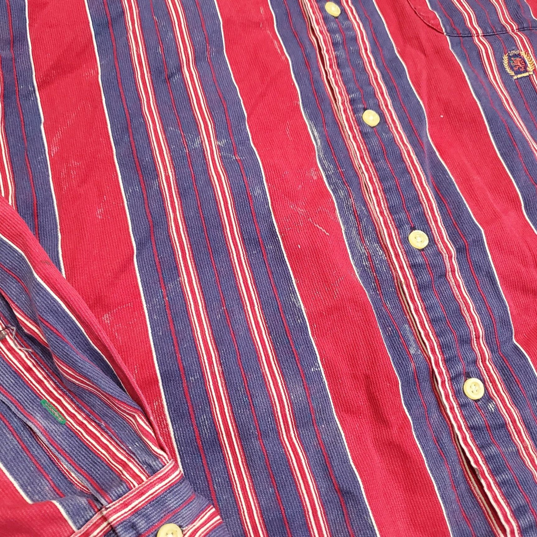 Tommy Hilfiger VINTAGE Tommy Hilfiger Shirt Mens L Red Corduroy Stripe Button-Down Size US L / EU 52-54 / 3 - 4 Thumbnail