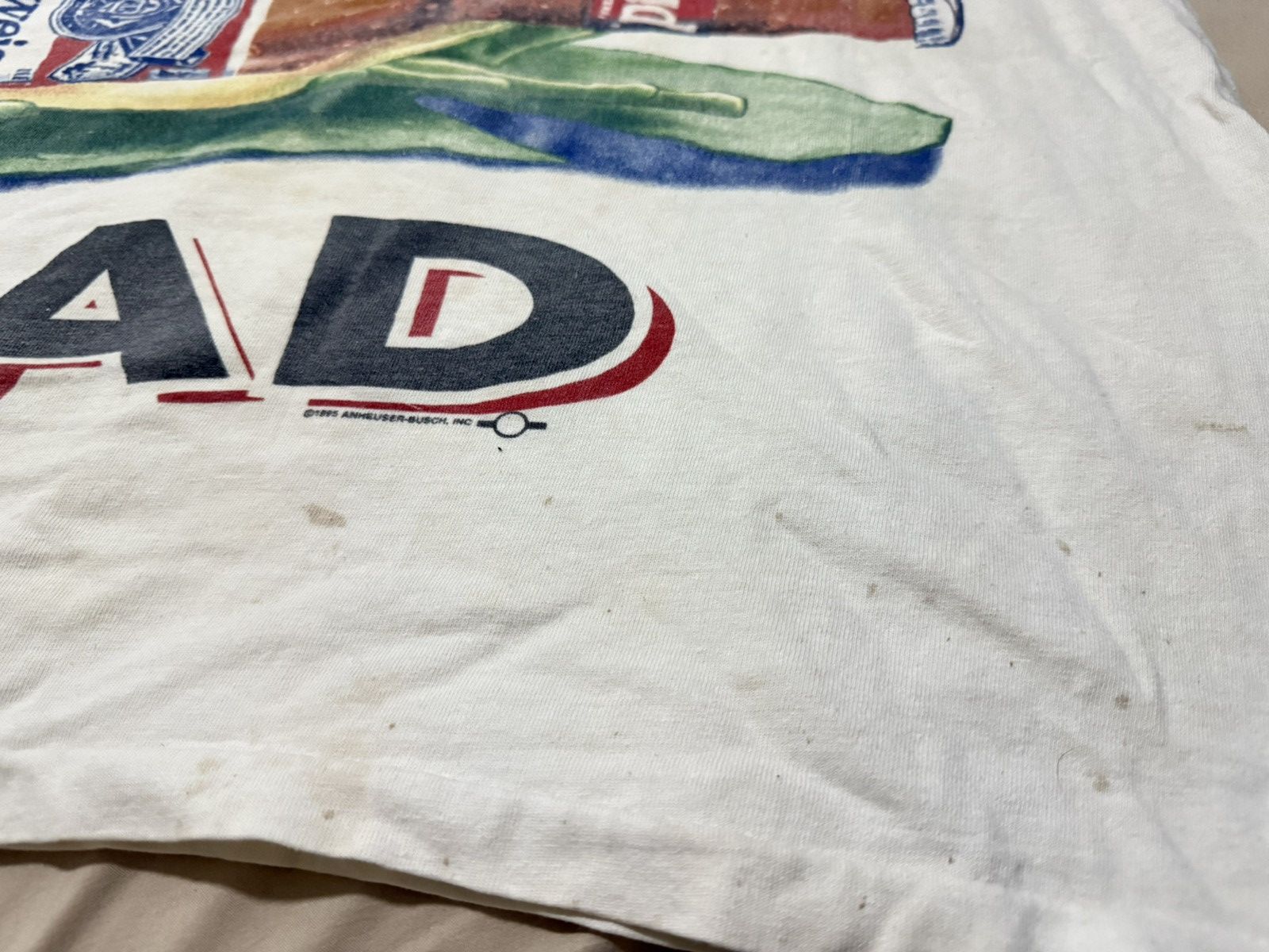 Vintage SUPER THRASHED Vintage Budweiser 90s T Shirt Distressed Size US XL / EU 56 / 4 - 5 Thumbnail