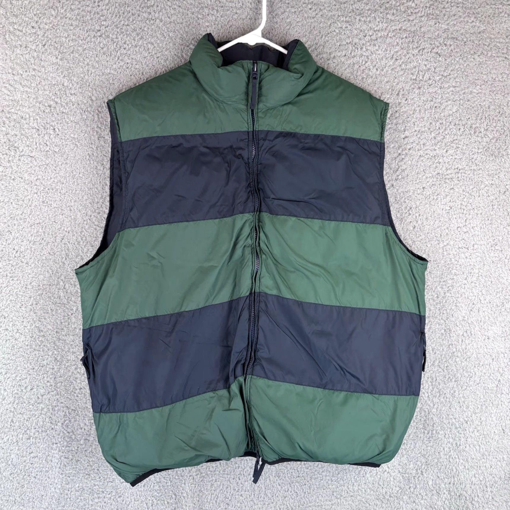 Cremieux Vtg Daniel Cremieux Reversible Puffer Vest Mens XL Navy Green Stripe Down Fill Vest Size US XL / EU 56 / 4 - 2 Thumbnail
