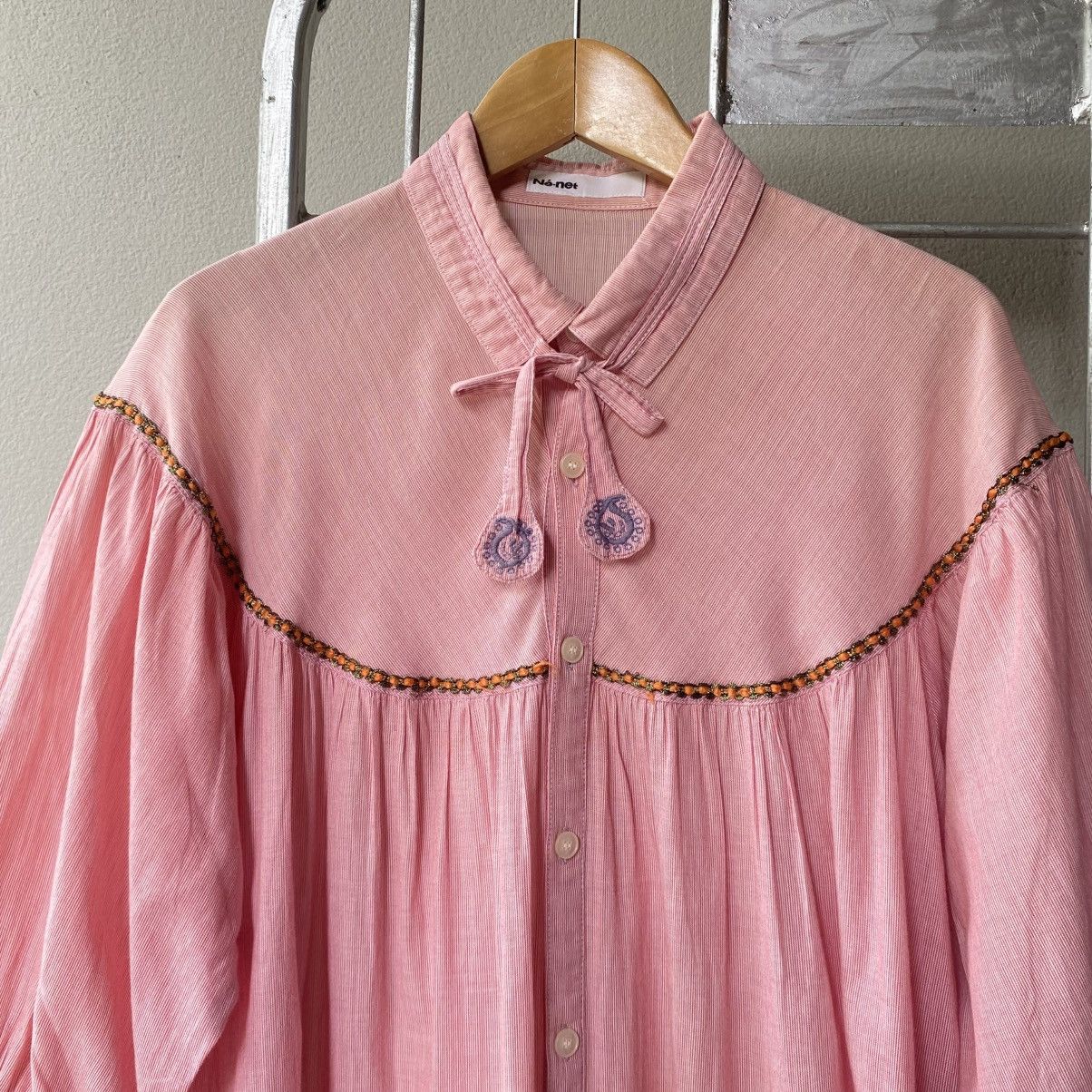 Ne-Net Ne-net Pink Puff Sleeve Babydoll Blouse Size XS / US 0-2 / IT 36-38 - 14 Thumbnail
