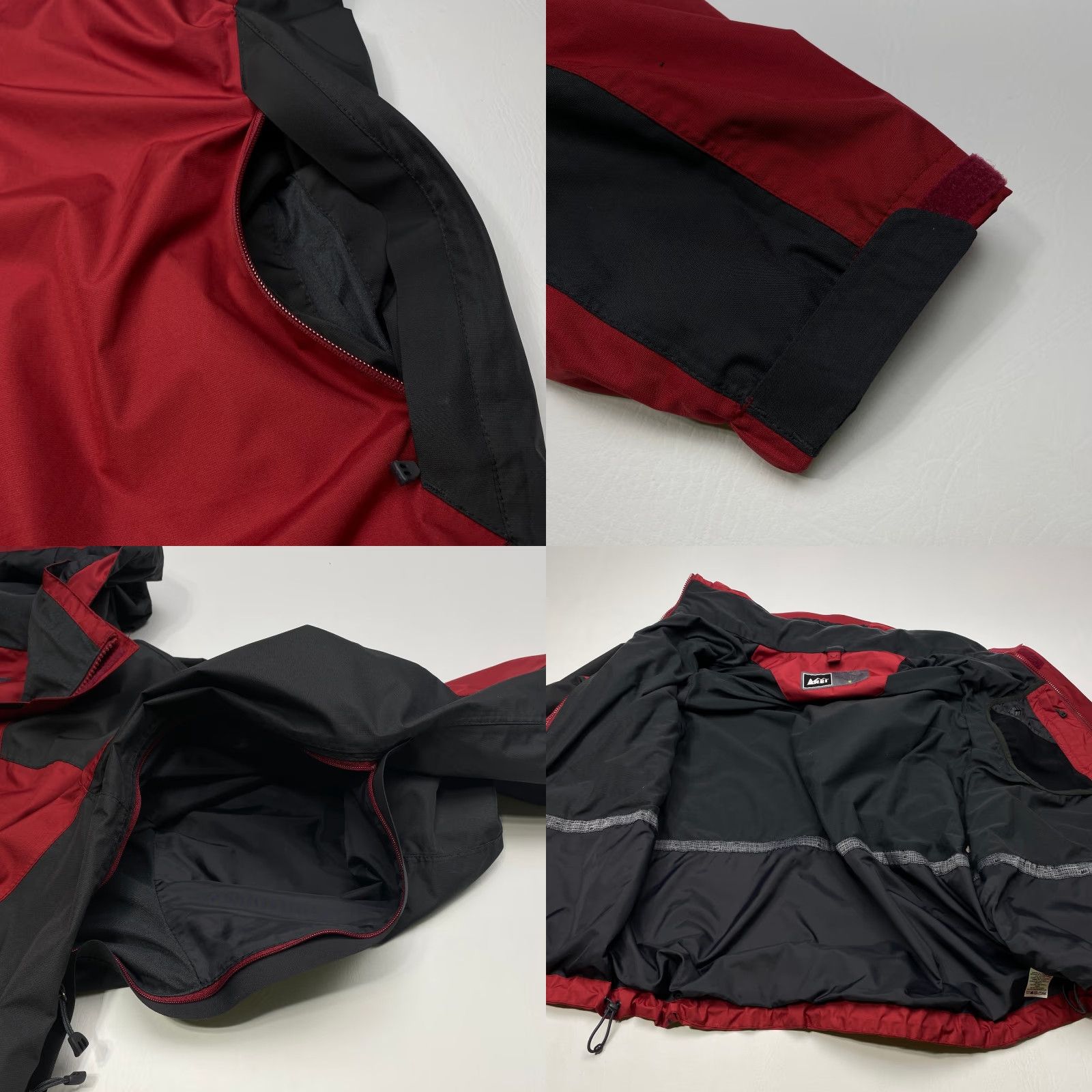 Vintage REI Elements E1 Hooded Rain Jacket Mens XL Maroon Black Vented Zippered Size US XL / EU 56 / 4 - 9 Thumbnail