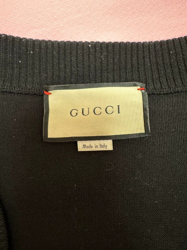 Gucci Gucci Little Bee College Cardigan Classic Black Wool Cardig Size US M / EU 48-50 / 2 - 2 Thumbnail