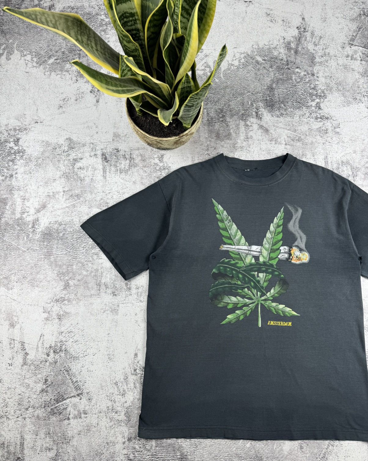Rap Tees Marijuana Smoke Weed Amsterdam Hip Hop Faded Y2K T Shirt Tee Size US L / EU 52-54 / 3 - 2 Thumbnail
