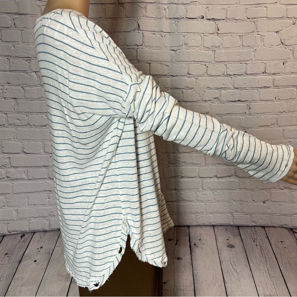 Other New Lovestitch Destructed Linen Blend Knit Long Sleeve Stri Size M / US 6-8 / IT 42-44 - 2 Thumbnail