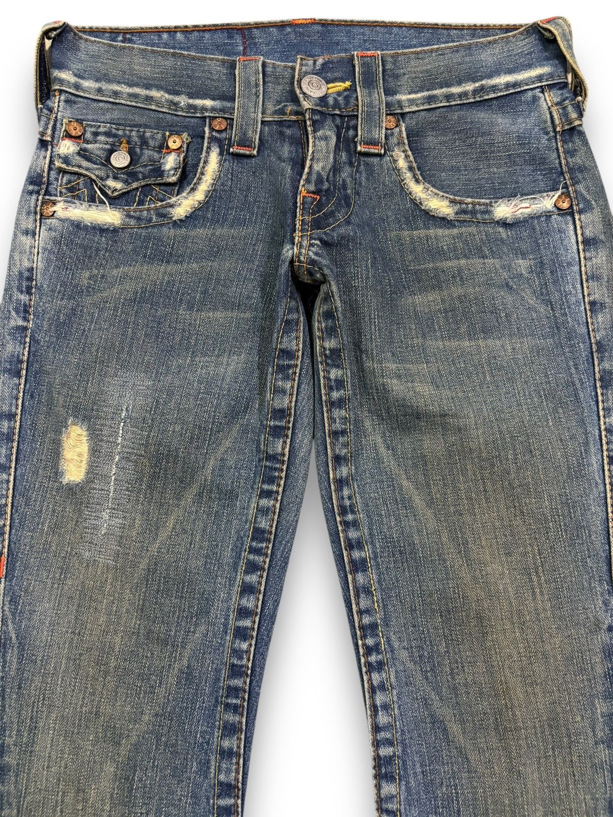 True Religion Vintage True Religion Joey Mud Washed Flare Distressed Jeans Size US 28 / EU 44 - 3 Thumbnail