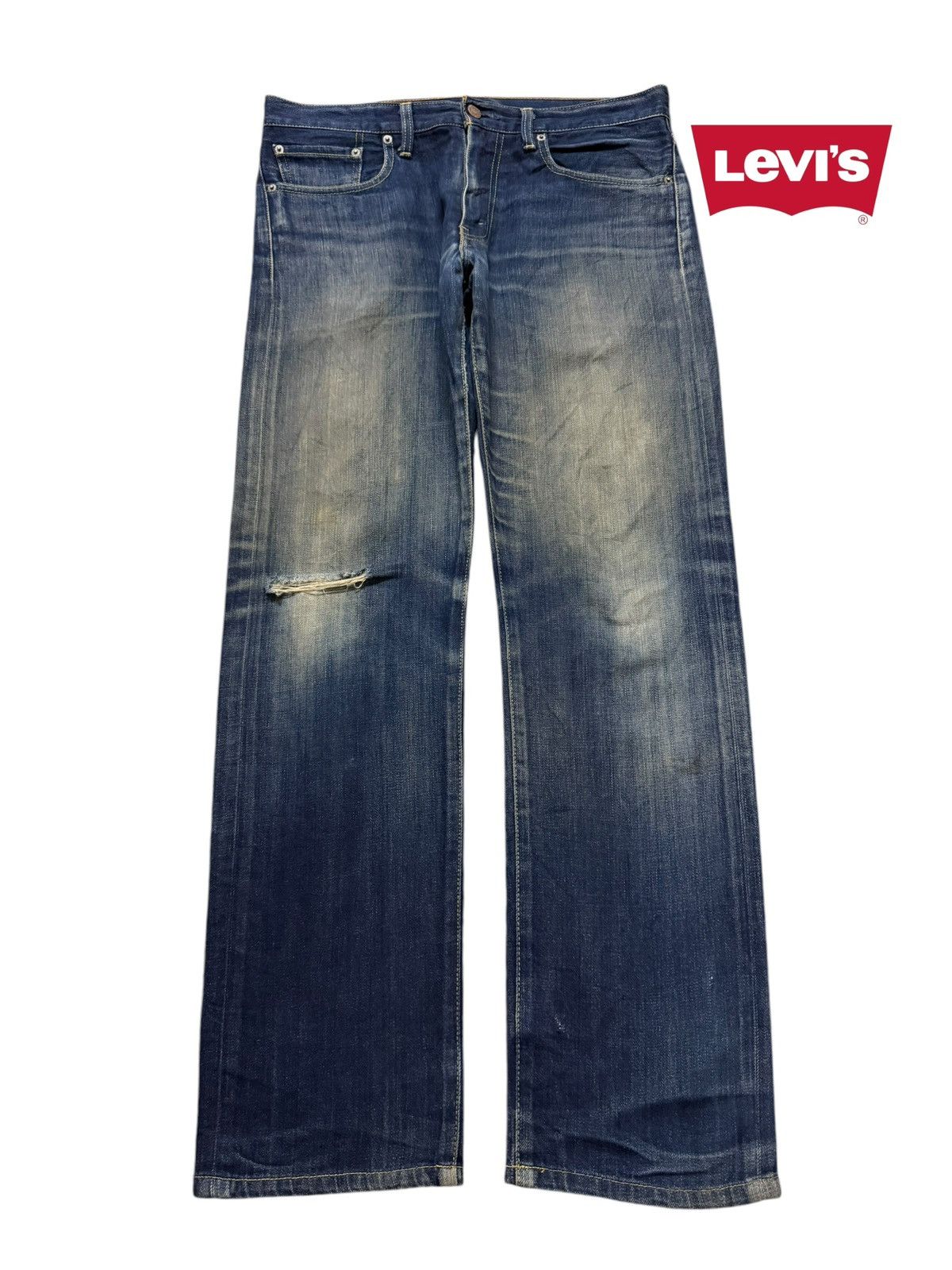 Levi's Vintage 90s Levis 505 Blue Faded Distressed Regular Straight Size US 34 / EU 50 - 1 Thumbnail