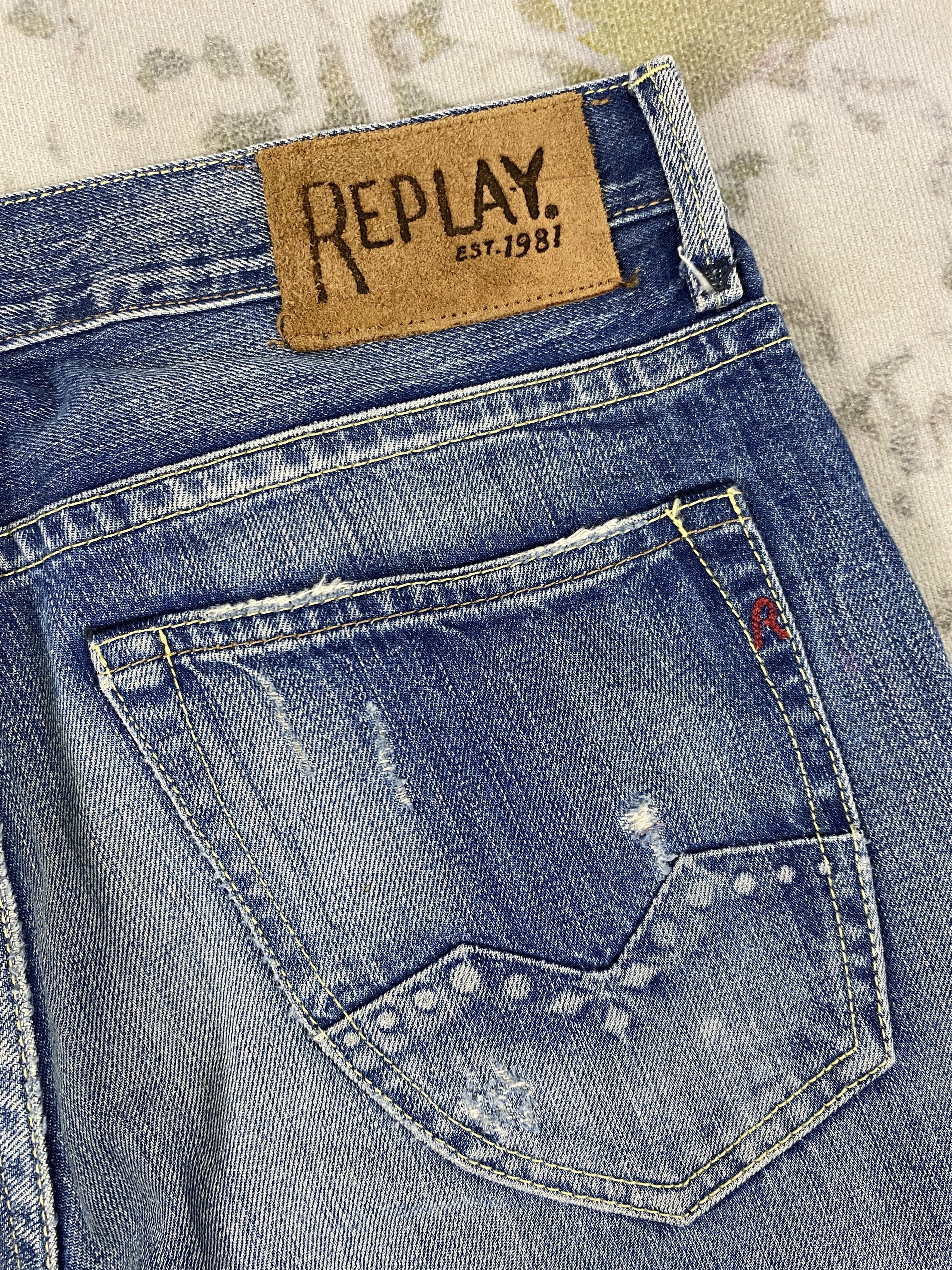 Le Grande Bleu (L.G.B.) Faded Blue Vintage Replay Jeans 35x32 Denim- JN3594 Size US 35 - 15 Thumbnail