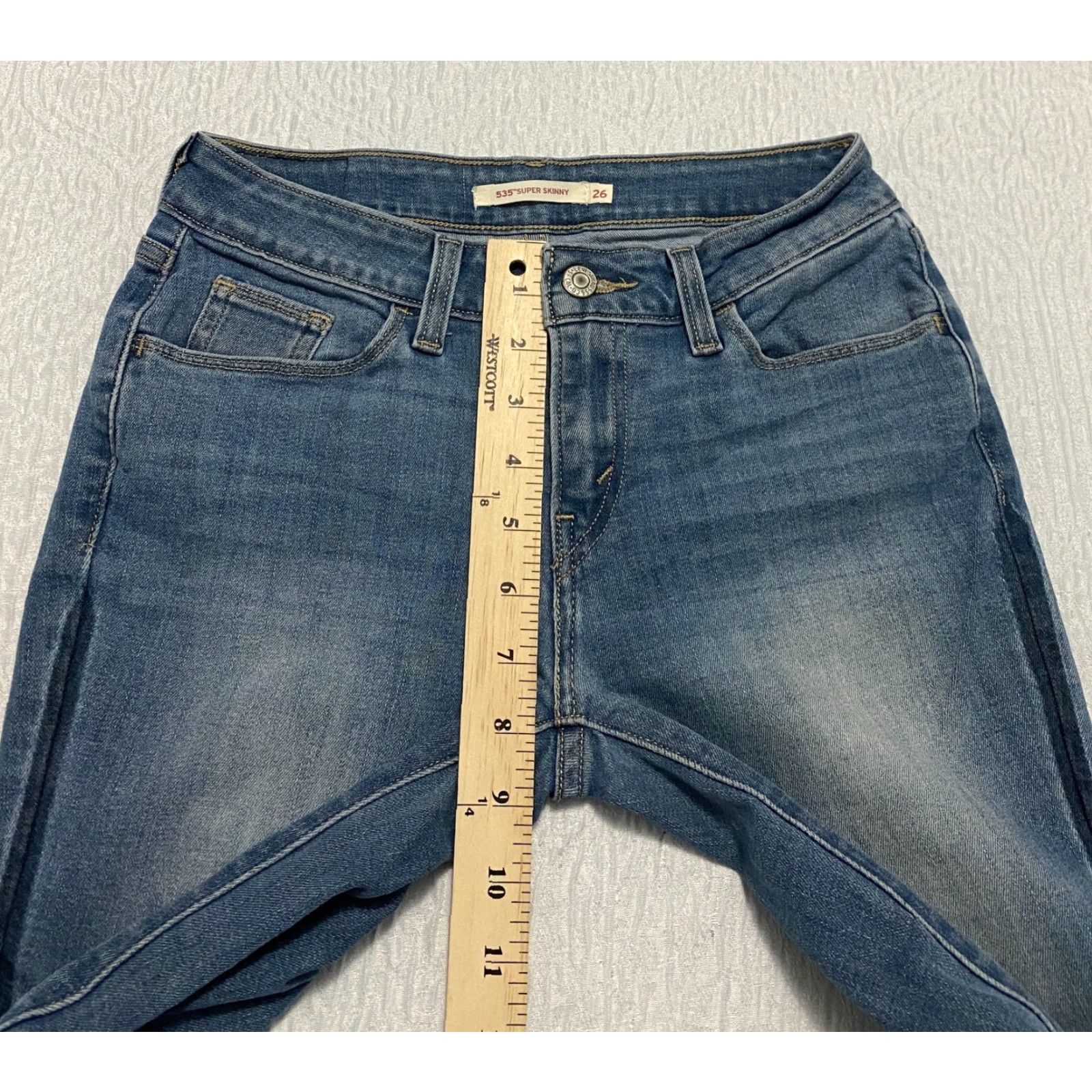 Levi's VINTAGE Levis 535 Levis 535 Super Skinny Women's Jeans Size 26 Blue Faded Stretch Size 26" / US 2 / IT 38 - 4 Thumbnail