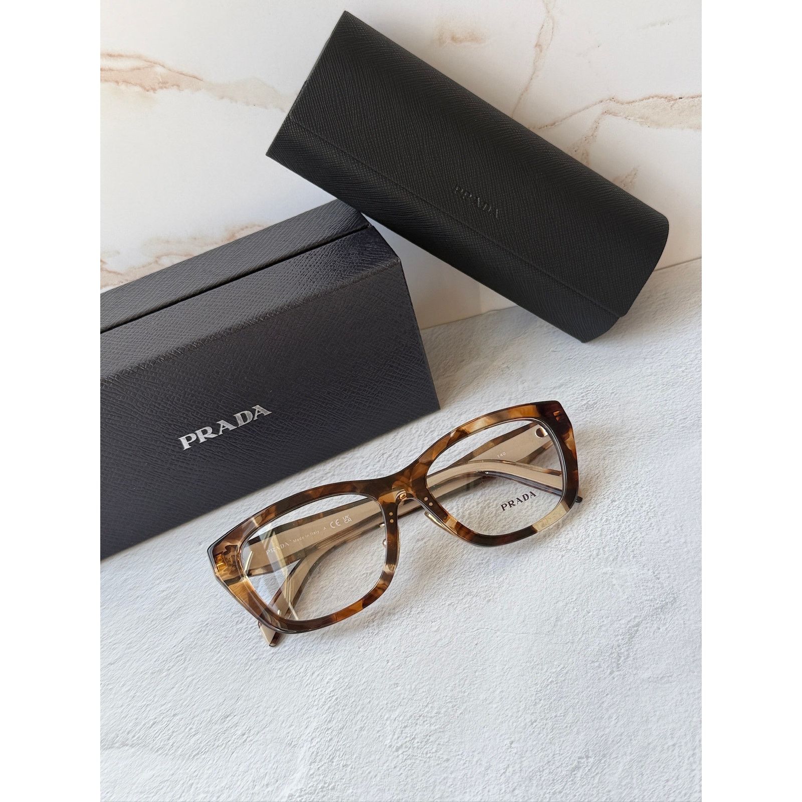 Prada NEW Prada PR B11VD Tortoise Brown Cat Eye Eyeglasses Frames Size ONE SIZE - 2 Thumbnail